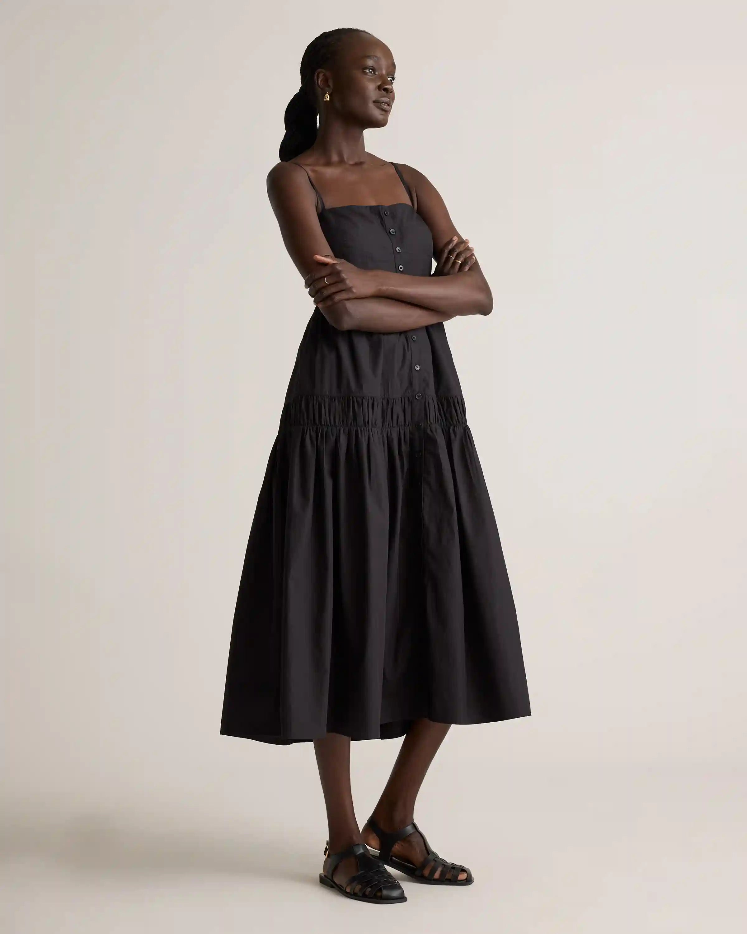 100% Organic Cotton Poplin Spaghetti Strap Maxi Dress
