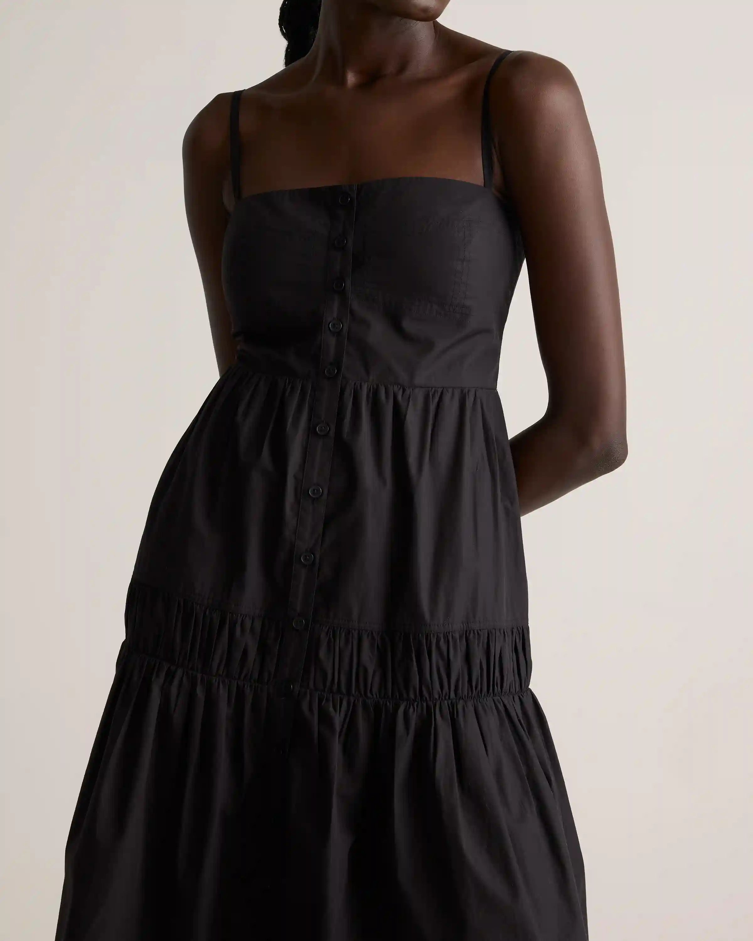 100% Organic Cotton Poplin Spaghetti Strap Maxi Dress