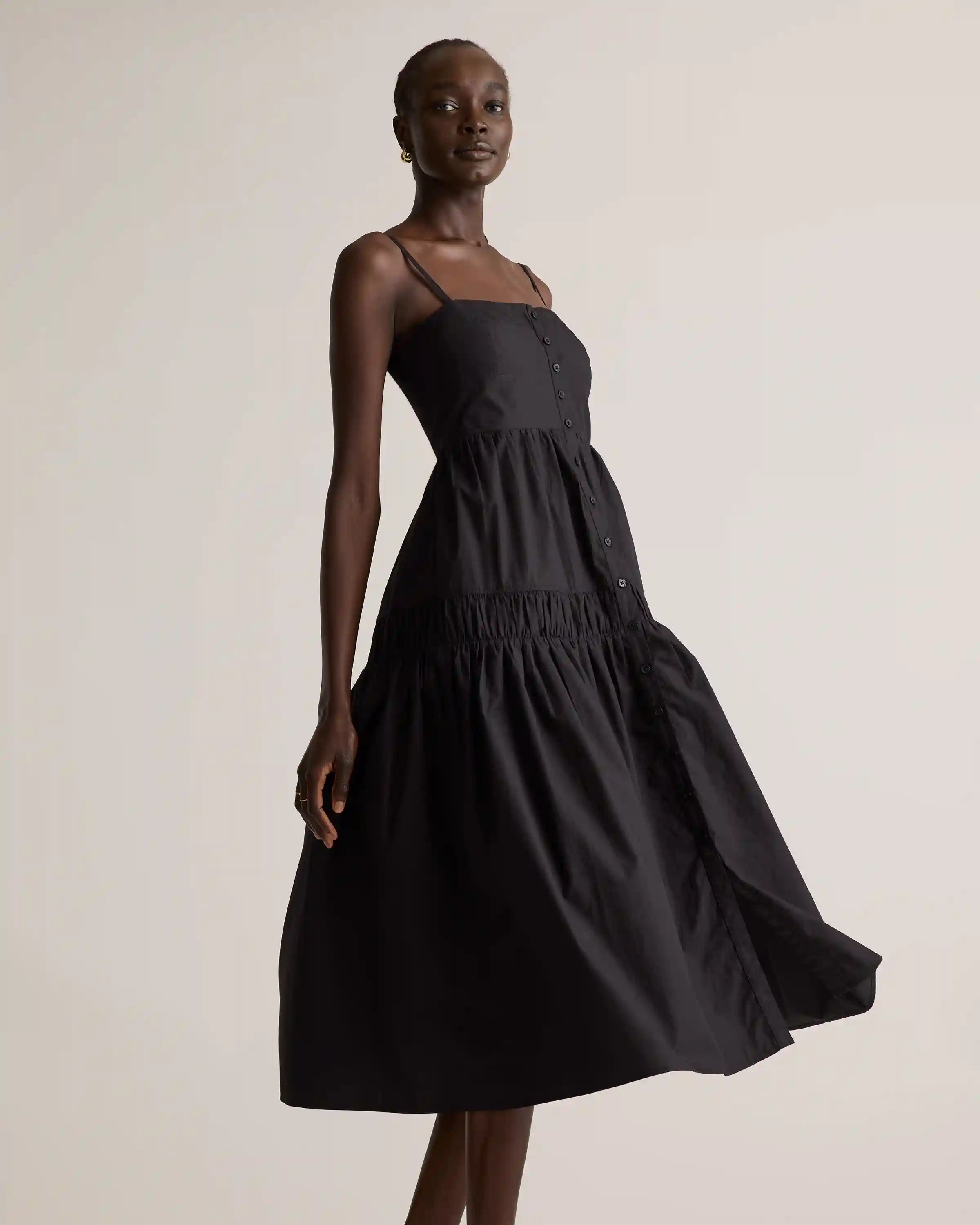 100% Organic Cotton Poplin Spaghetti Strap Maxi Dress
