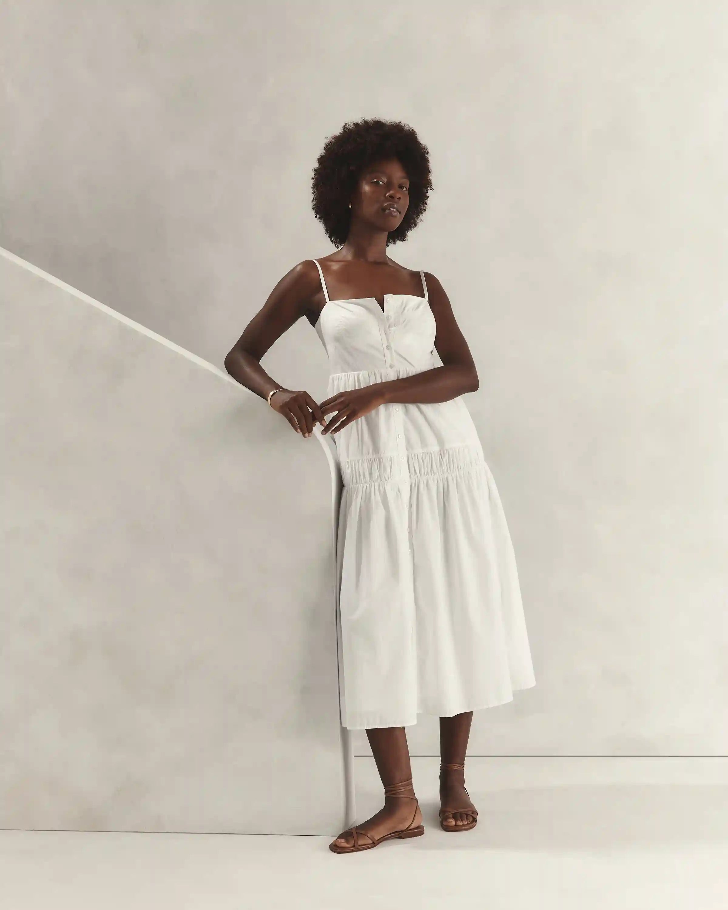 100% Organic Cotton Poplin Spaghetti Strap Maxi Dress