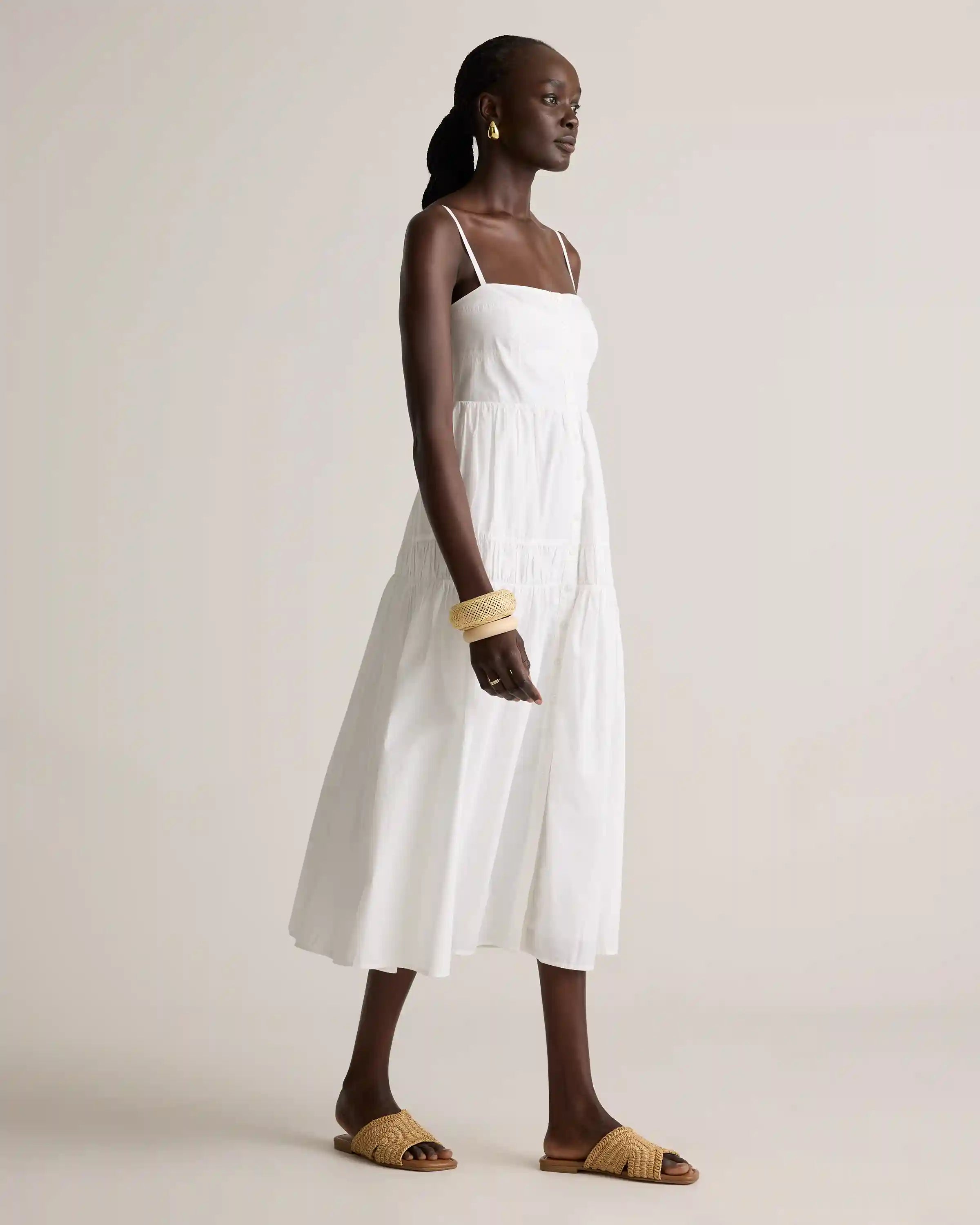 100% Organic Cotton Poplin Spaghetti Strap Maxi Dress