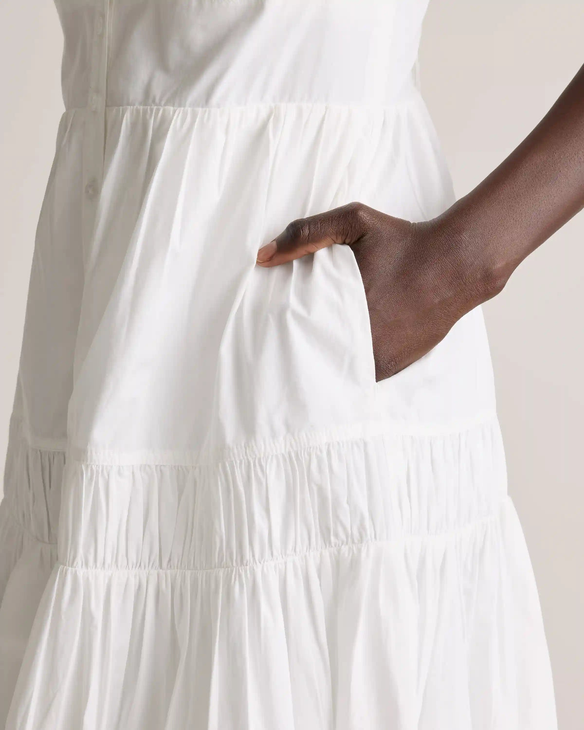 100% Organic Cotton Poplin Spaghetti Strap Maxi Dress