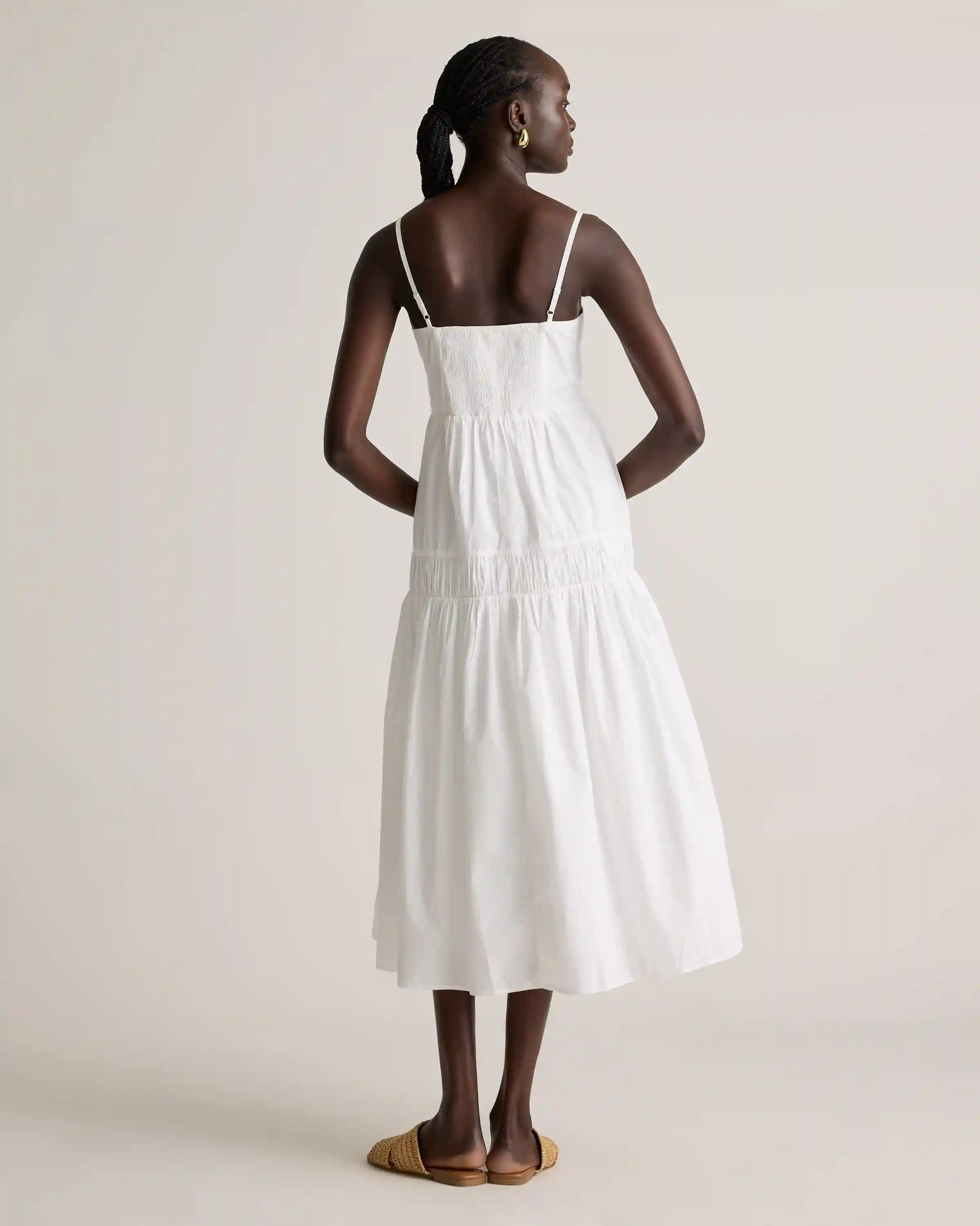 100% Organic Cotton Poplin Spaghetti Strap Maxi Dress