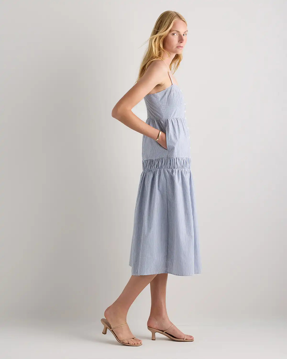 100% Organic Cotton Poplin Spaghetti Strap Maxi Dress