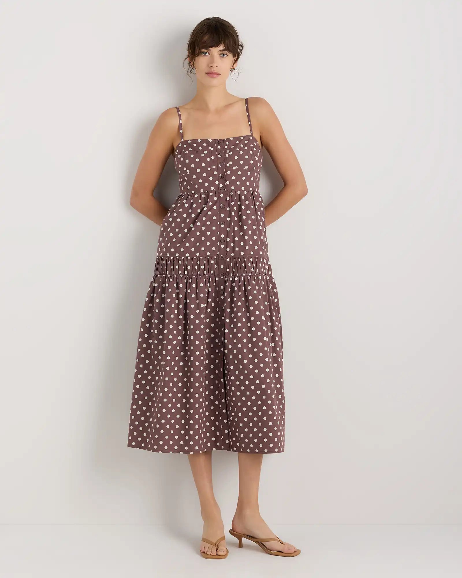 100% Organic Cotton Poplin Spaghetti Strap Maxi Dress