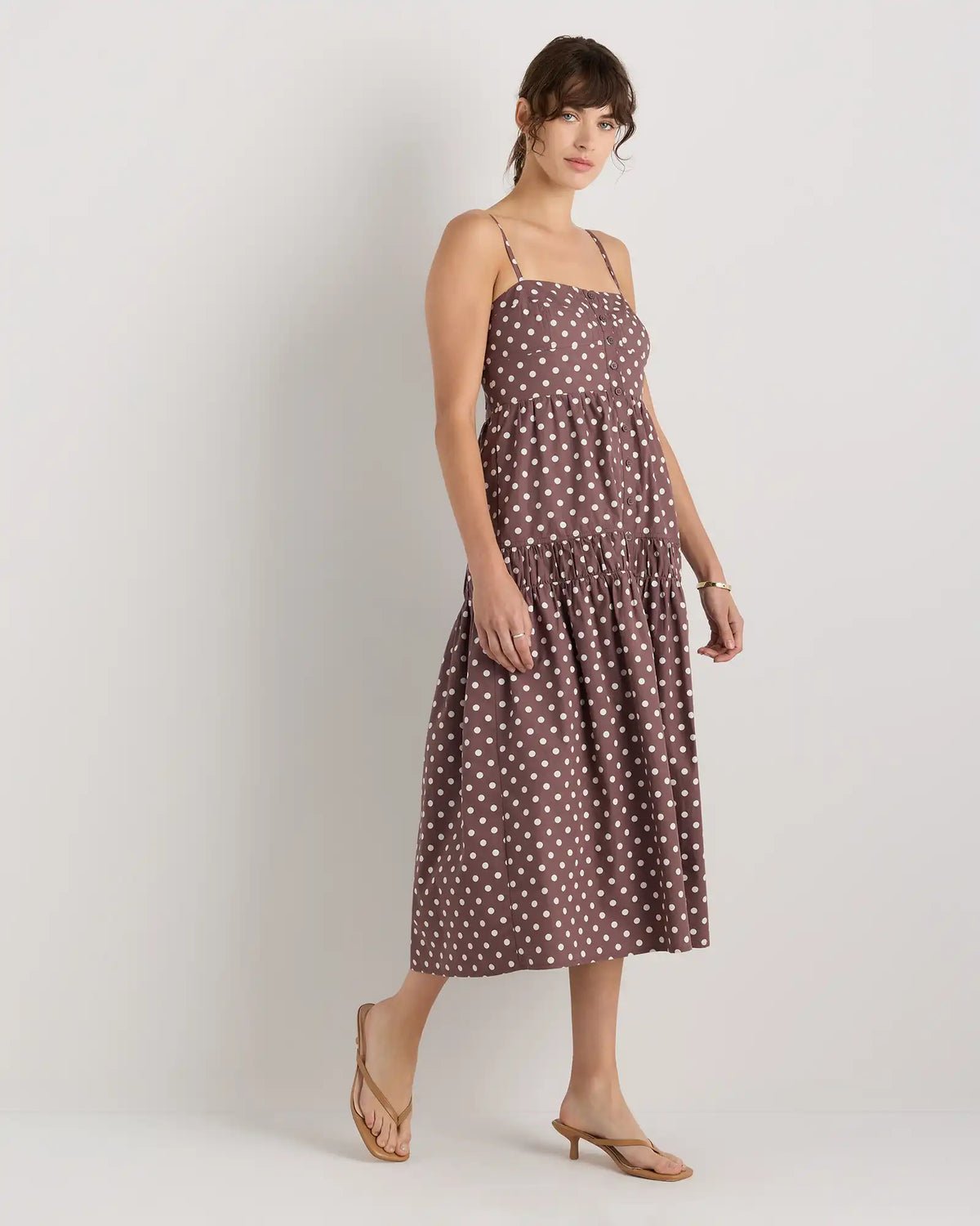 100% Organic Cotton Poplin Spaghetti Strap Maxi Dress