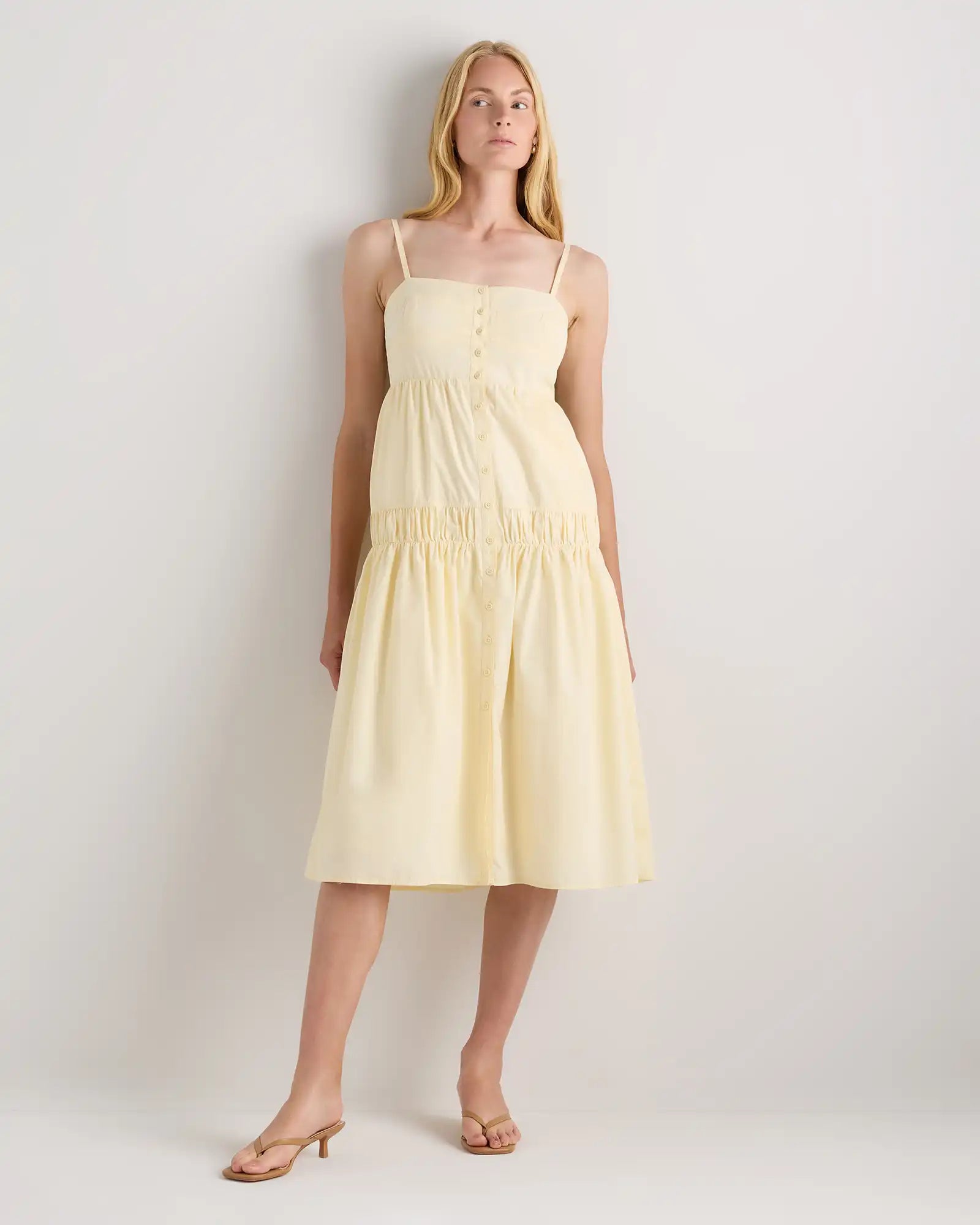 100% Organic Cotton Poplin Spaghetti Strap Maxi Dress
