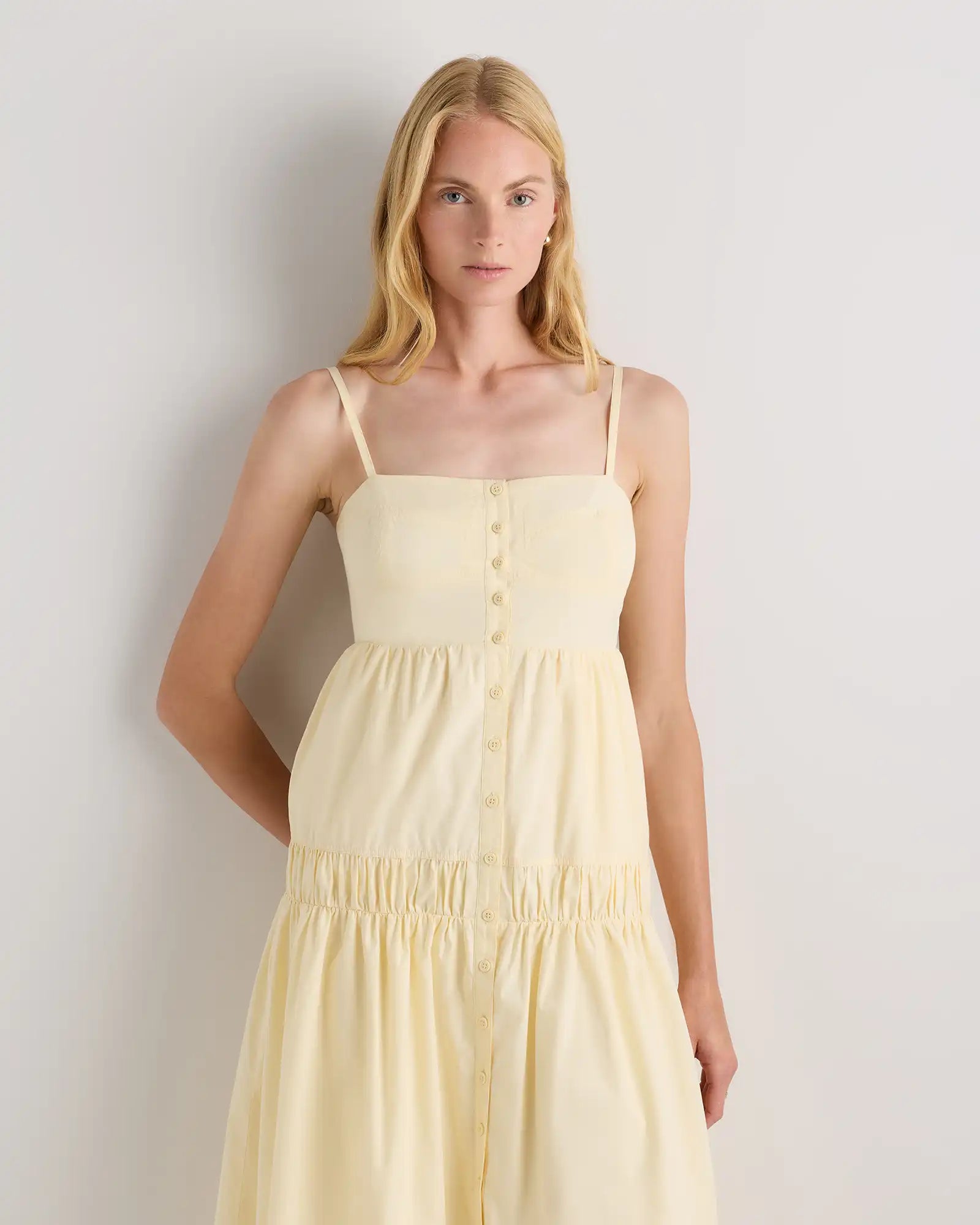 100% Organic Cotton Poplin Spaghetti Strap Maxi Dress