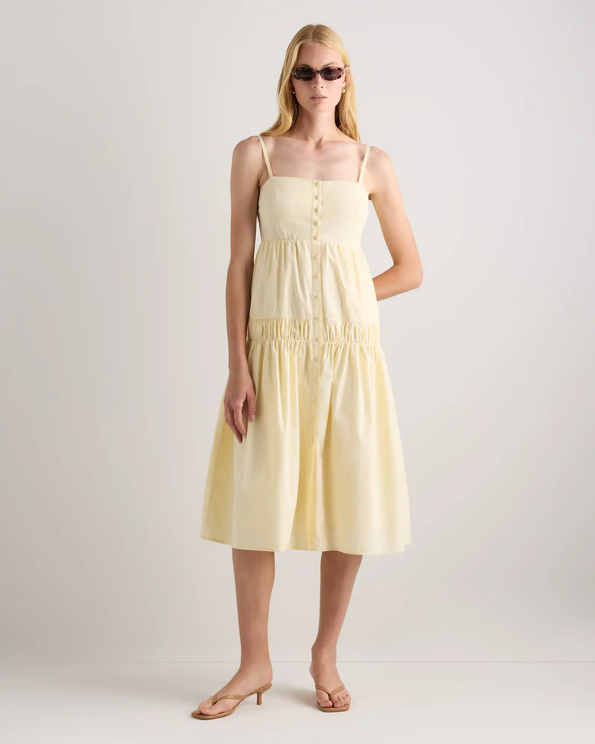 100% Organic Cotton Poplin Spaghetti Strap Maxi Dress