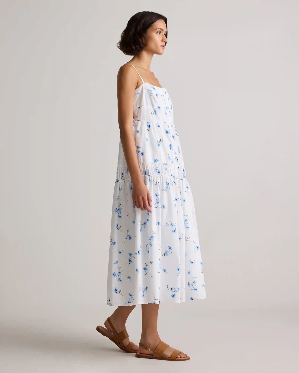 100% Organic Cotton Poplin Spaghetti Strap Maxi Dress