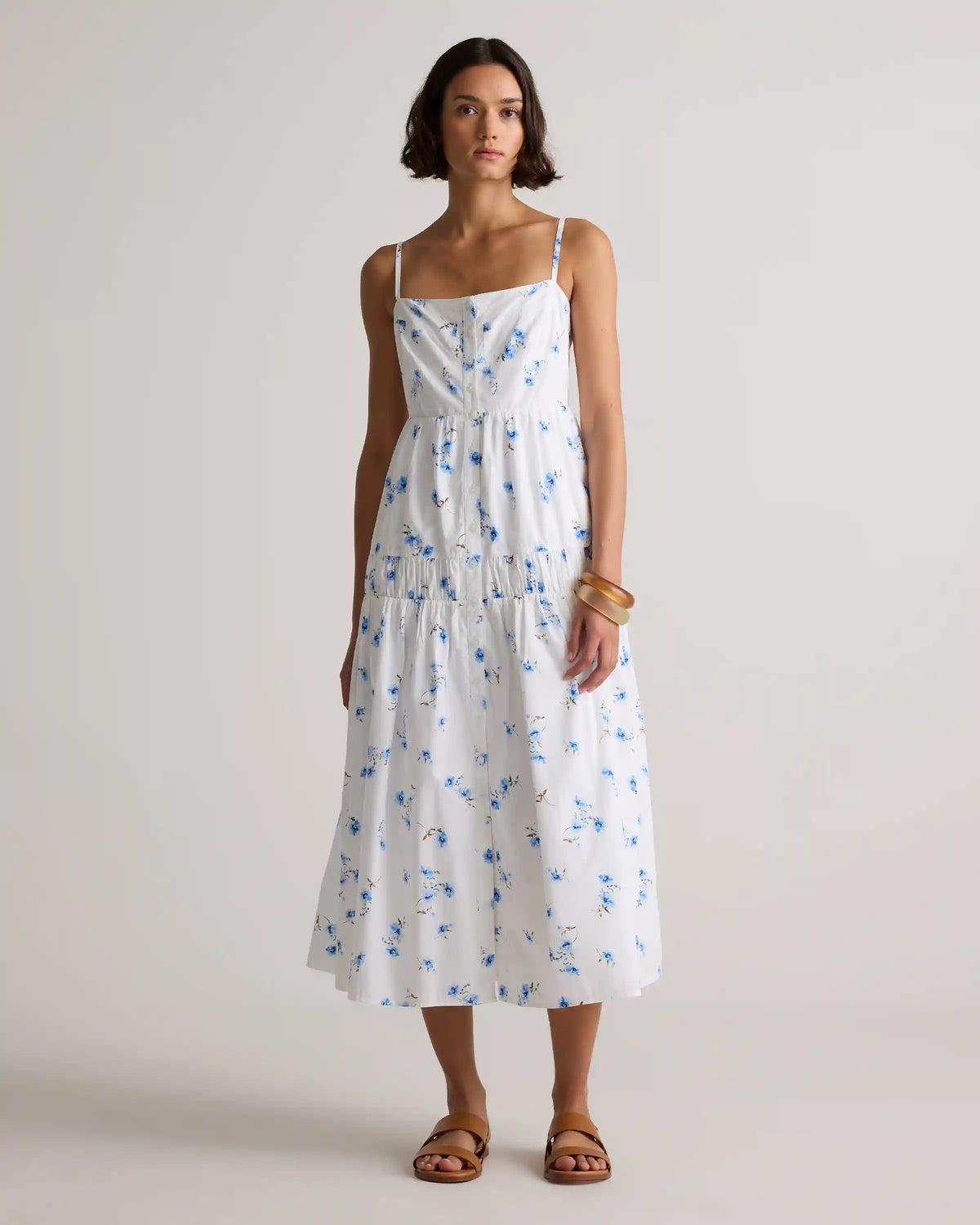 100% Organic Cotton Poplin Spaghetti Strap Maxi Dress