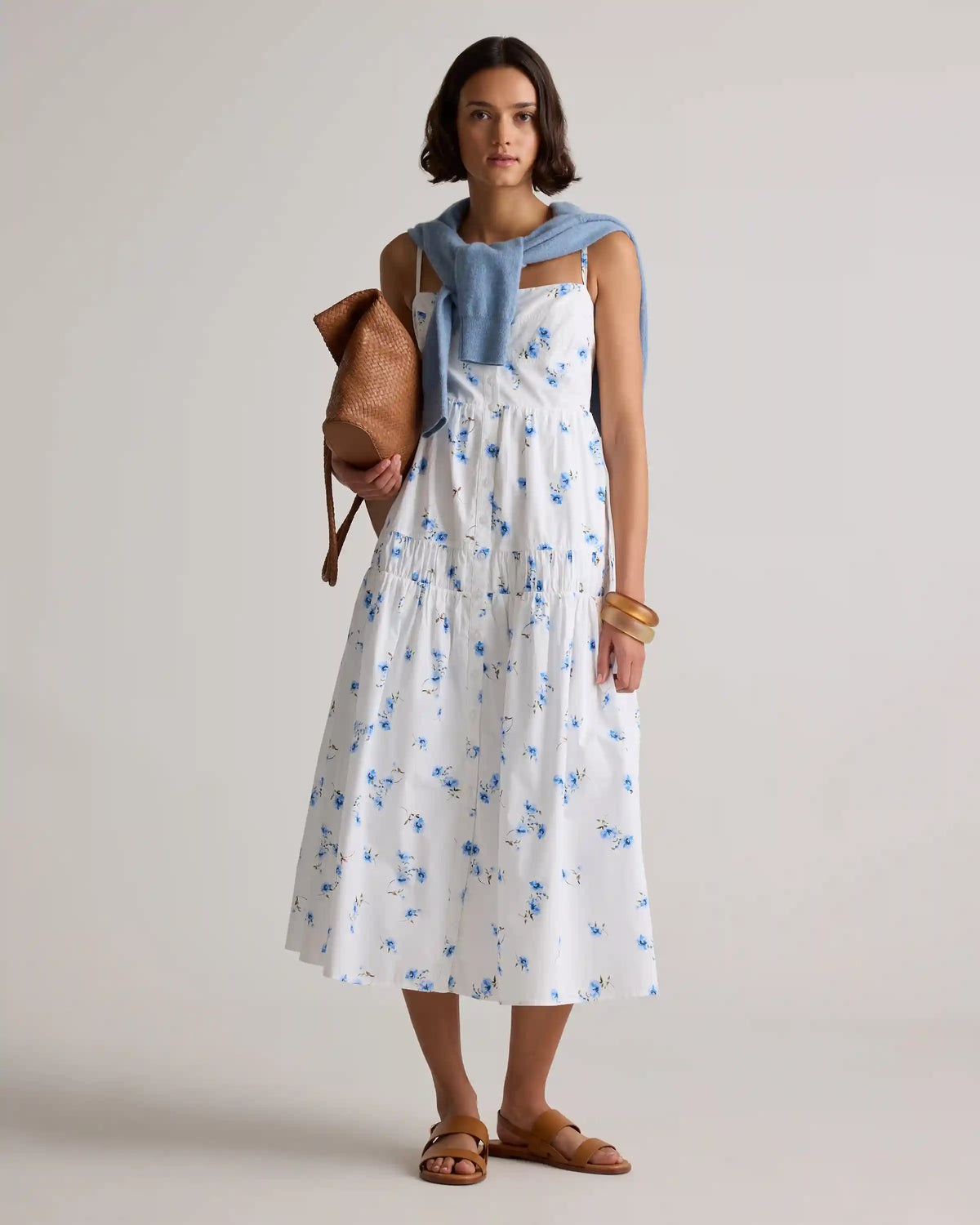 100% Organic Cotton Poplin Spaghetti Strap Maxi Dress