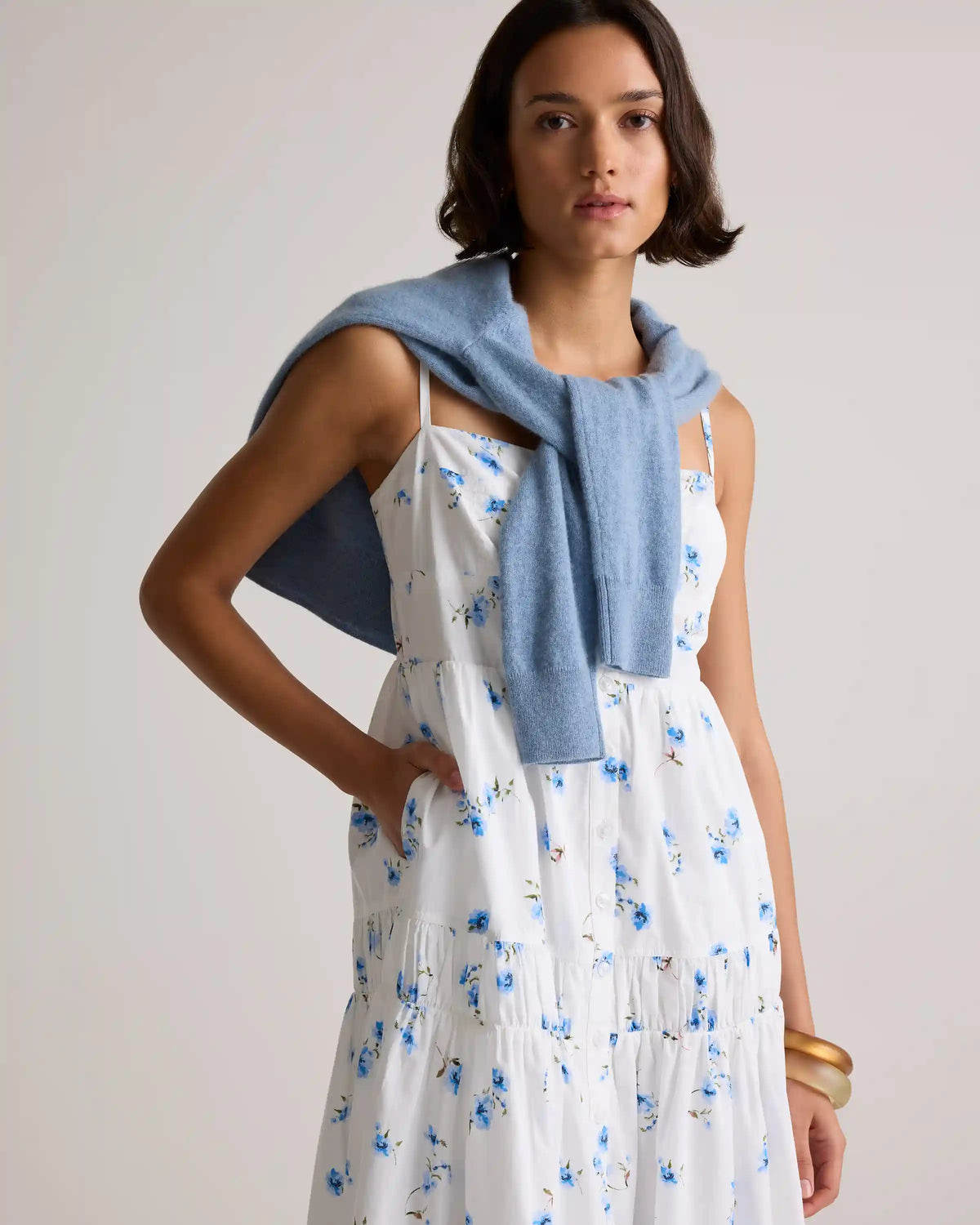 100% Organic Cotton Poplin Spaghetti Strap Maxi Dress