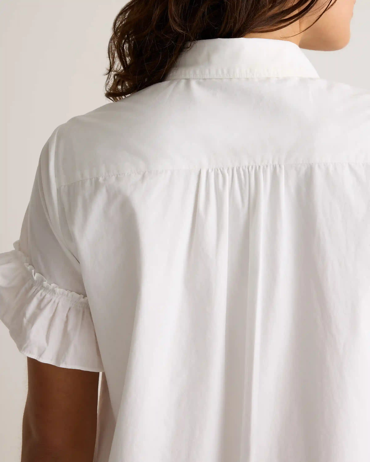100% Organic Cotton Poplin Short Sleeve Ruffle Shirt Dress