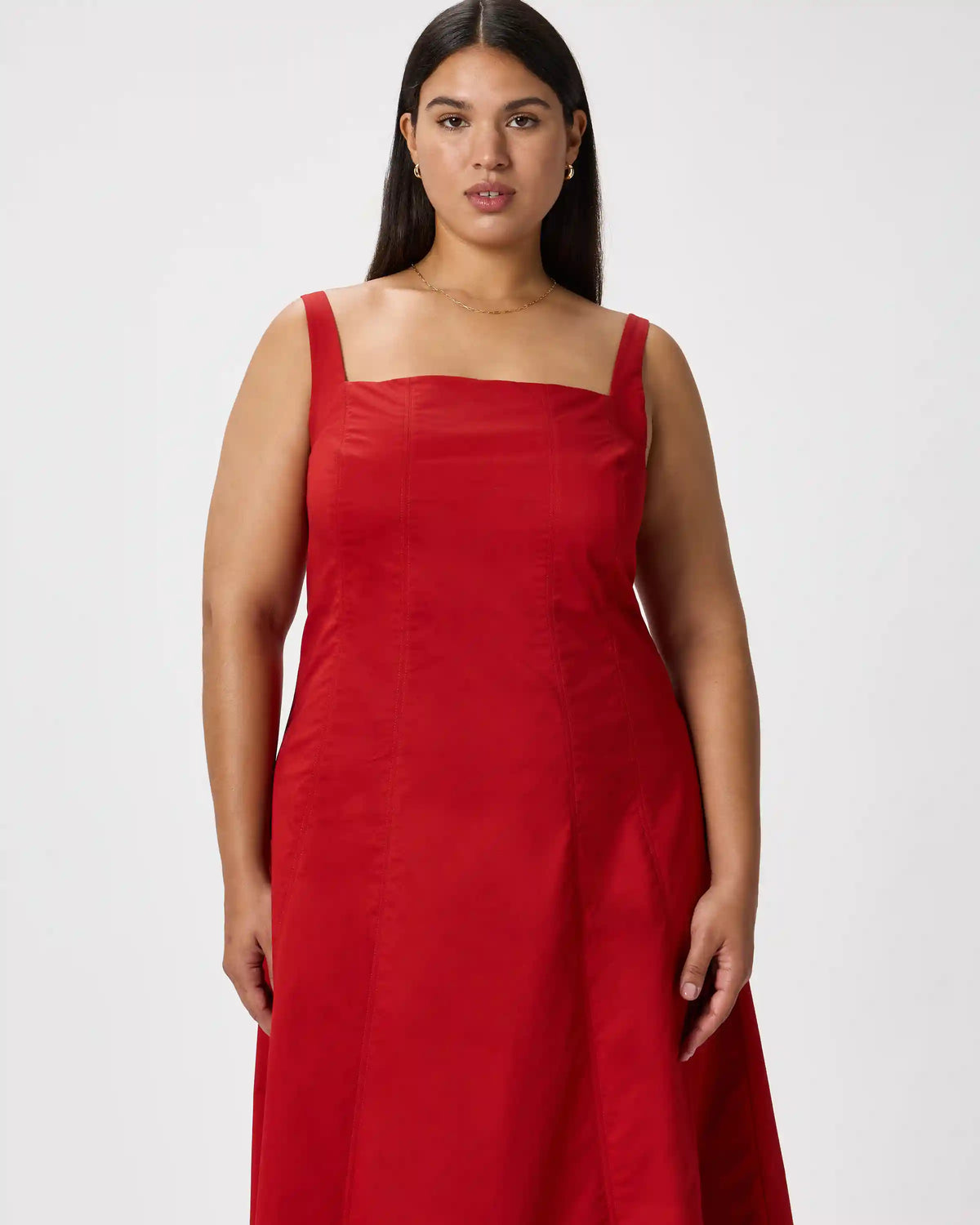Stretch Twill Fit & Flare Midi Dress