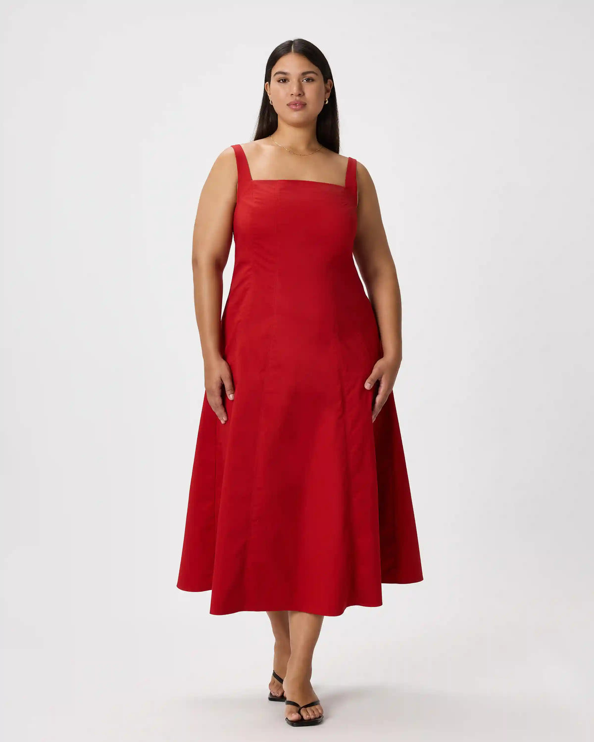 Stretch Twill Fit & Flare Midi Dress