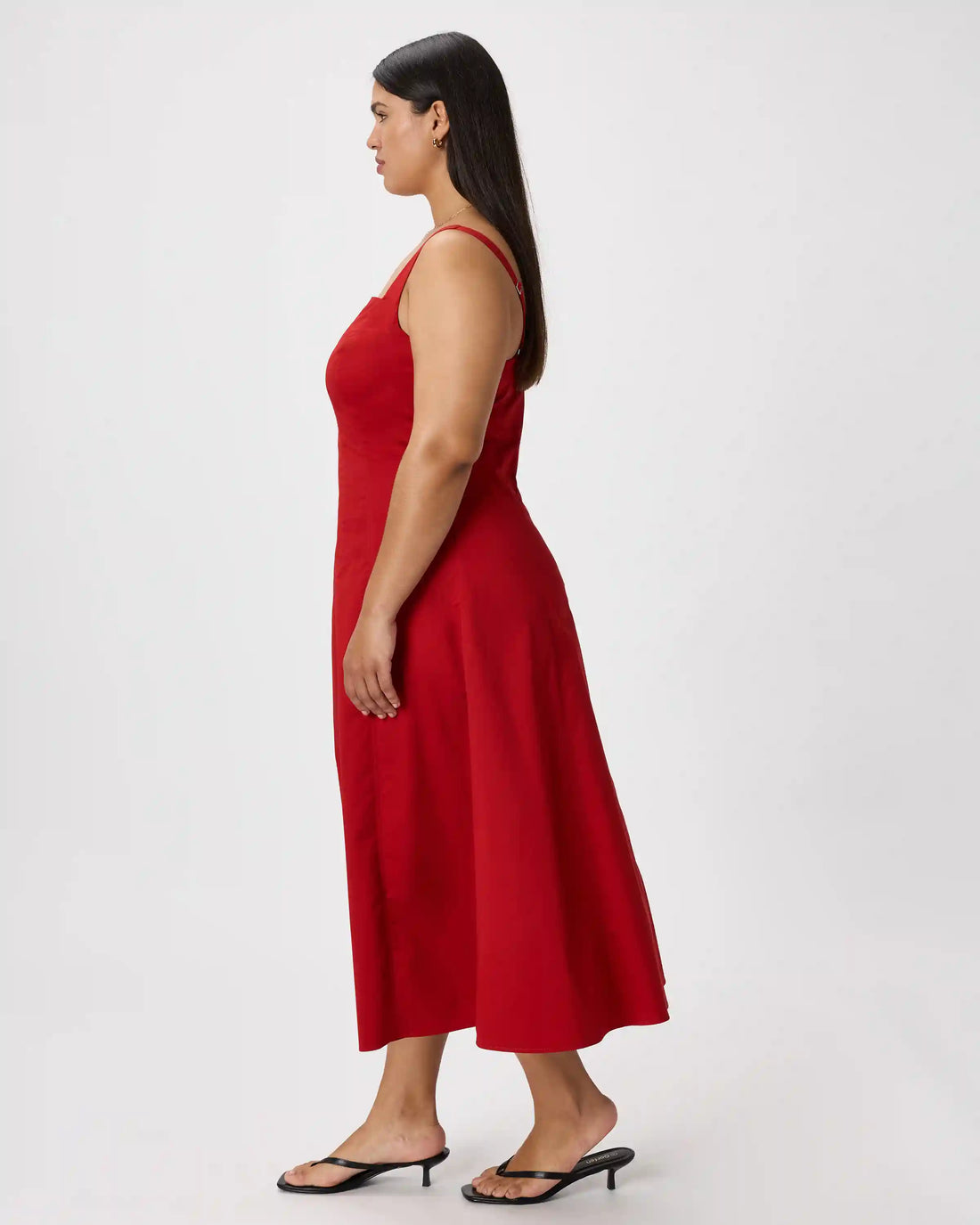 Stretch Twill Fit & Flare Midi Dress