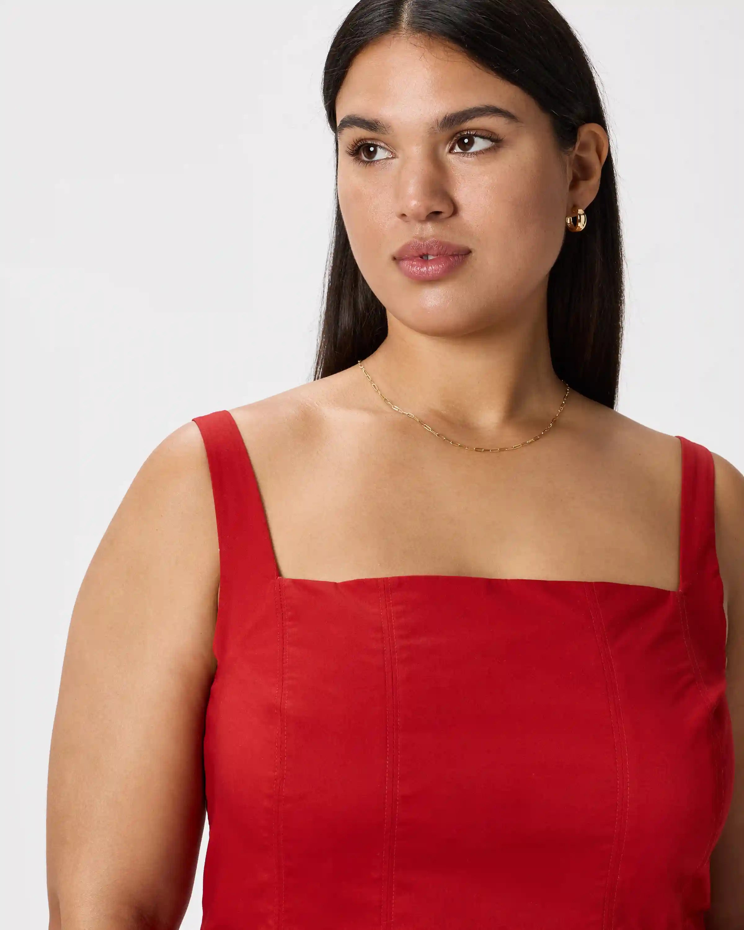Stretch Twill Fit & Flare Midi Dress
