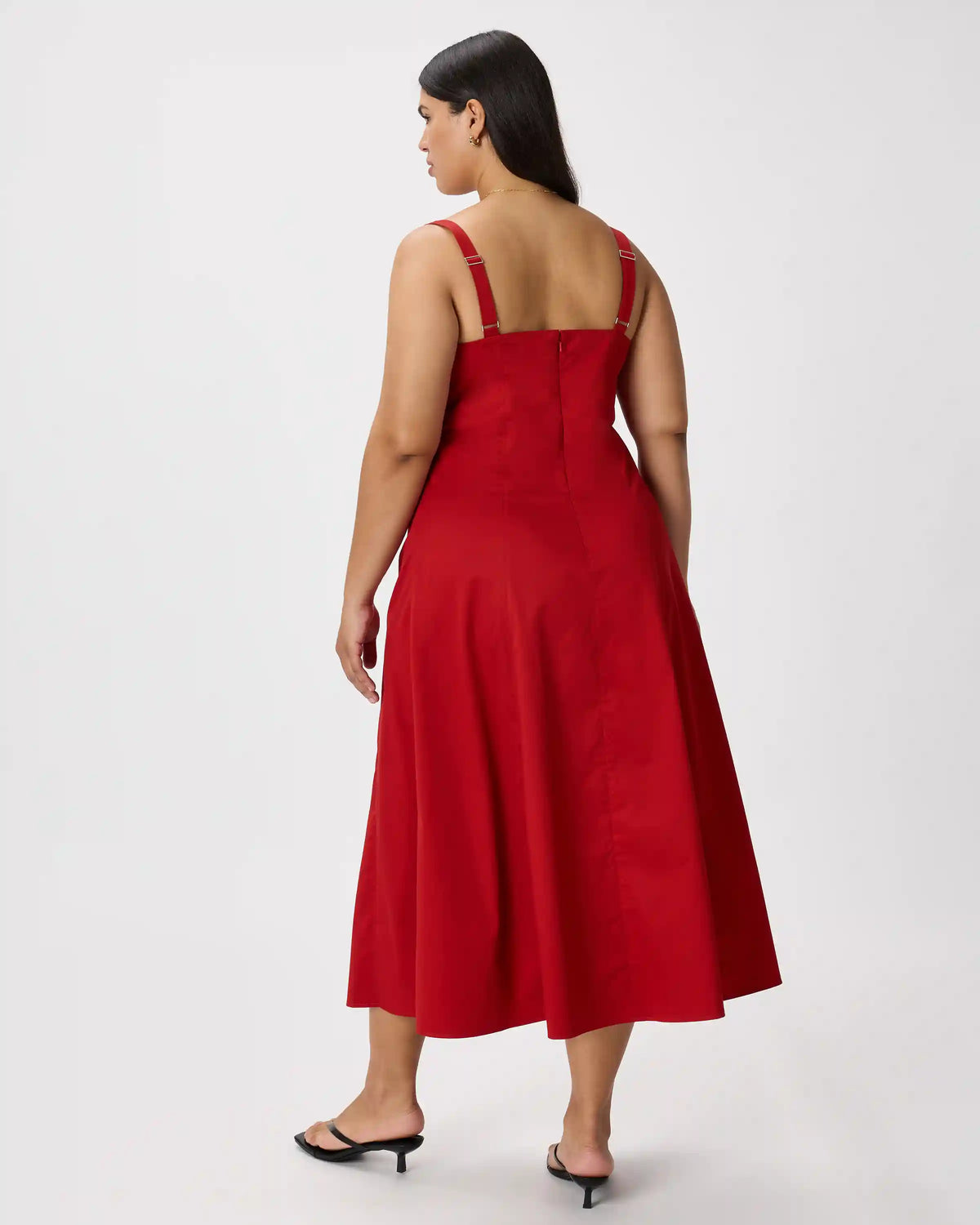 Stretch Twill Fit & Flare Midi Dress