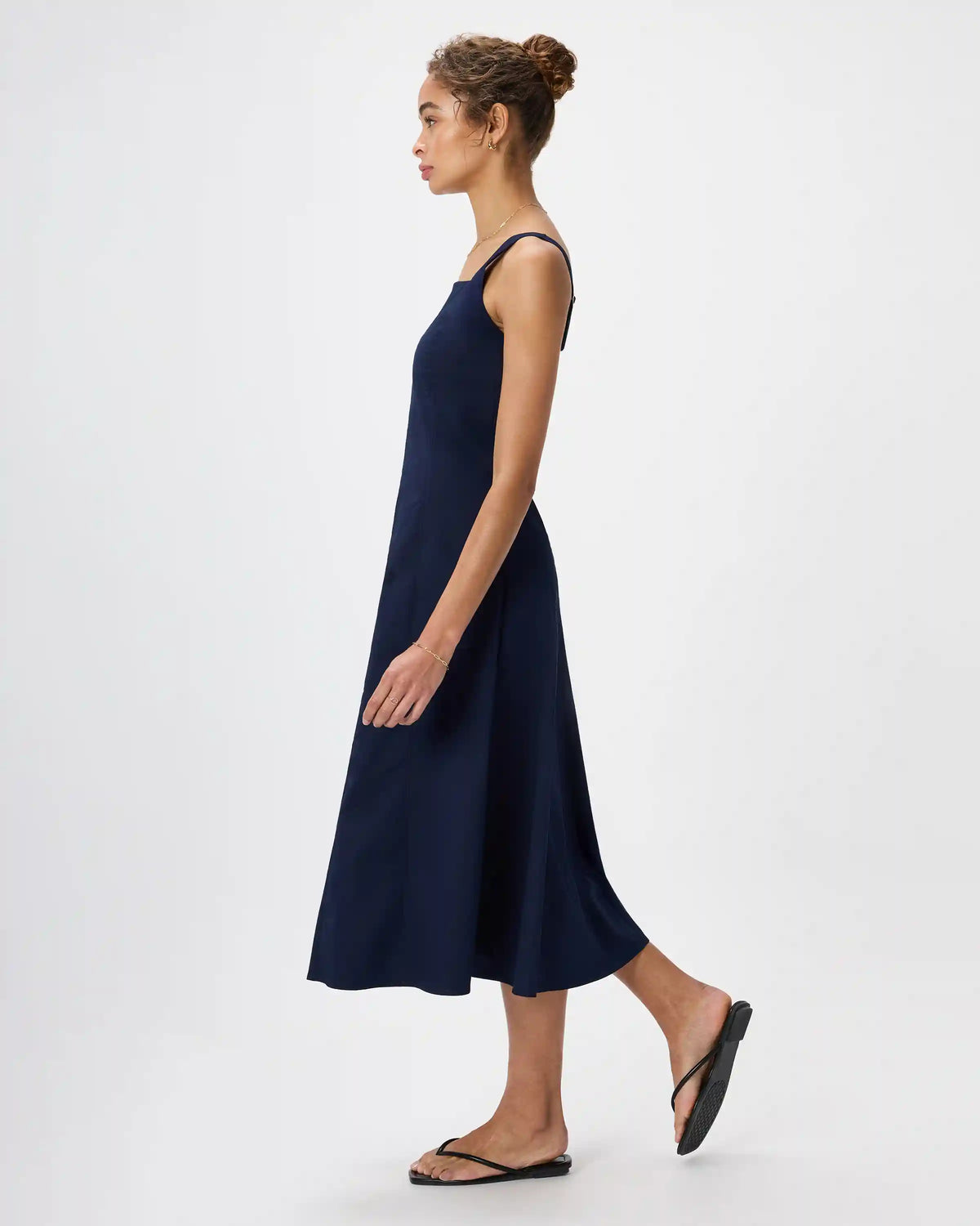 Stretch Twill Fit & Flare Midi Dress