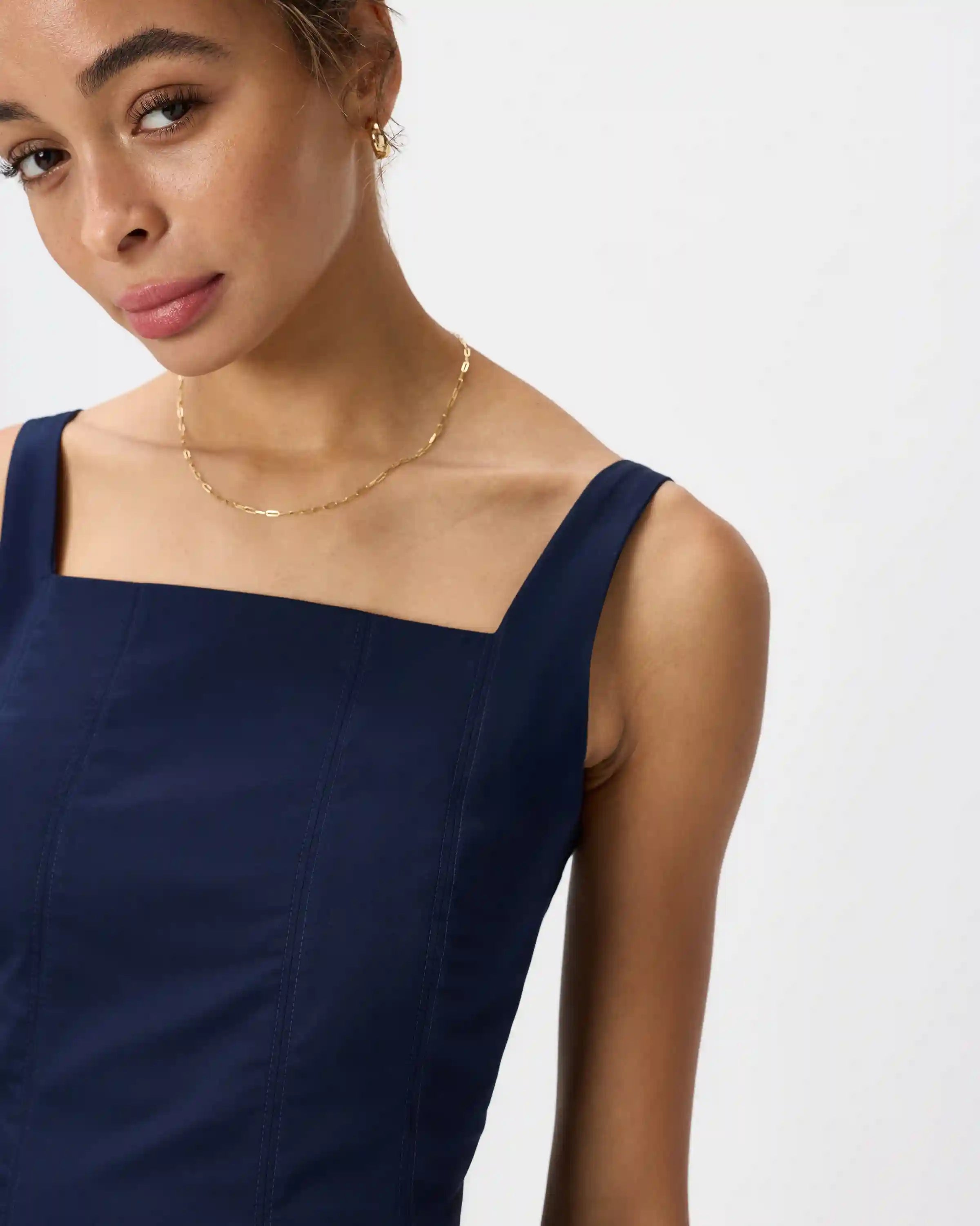 Stretch Twill Fit & Flare Midi Dress