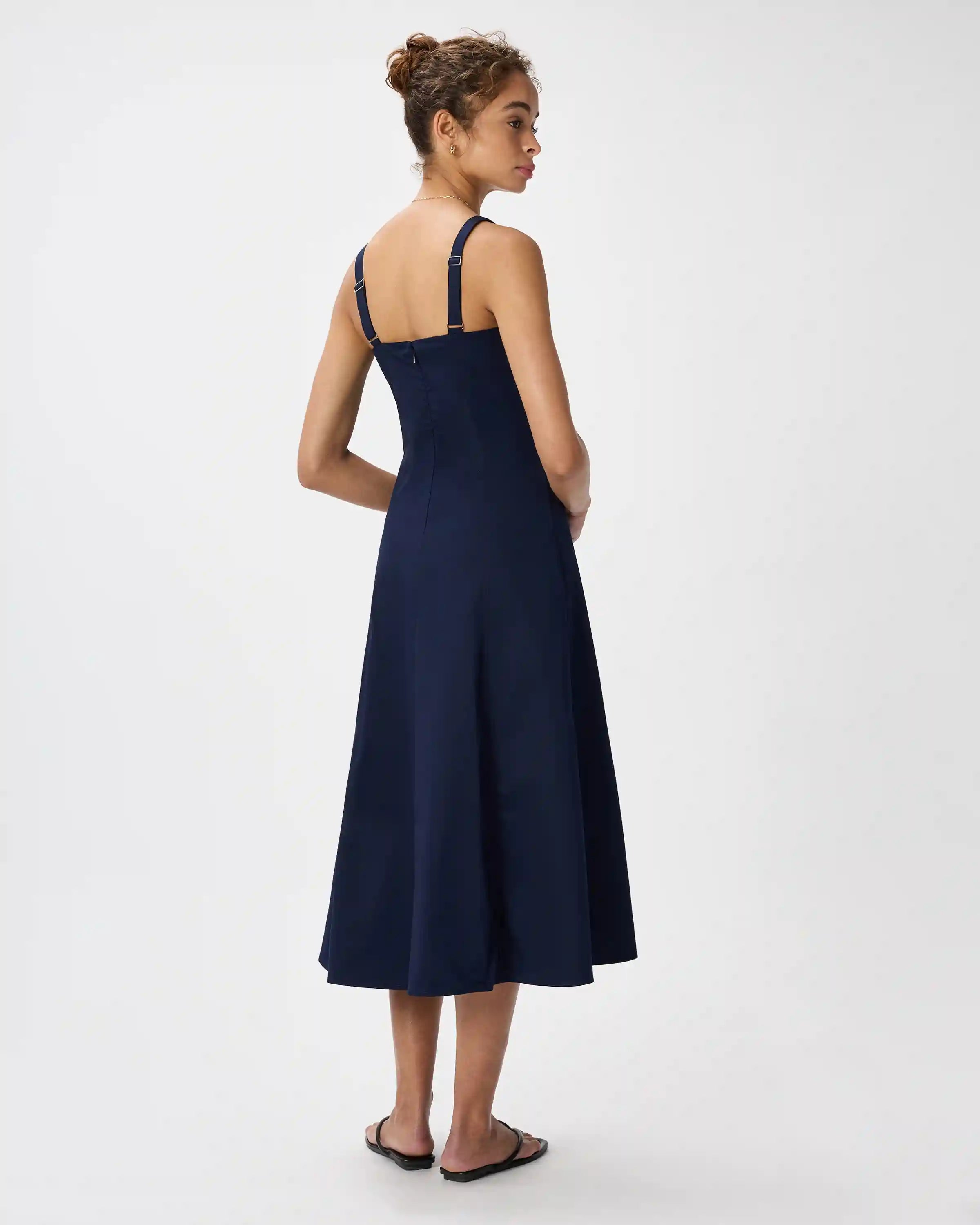 Stretch Twill Fit & Flare Midi Dress