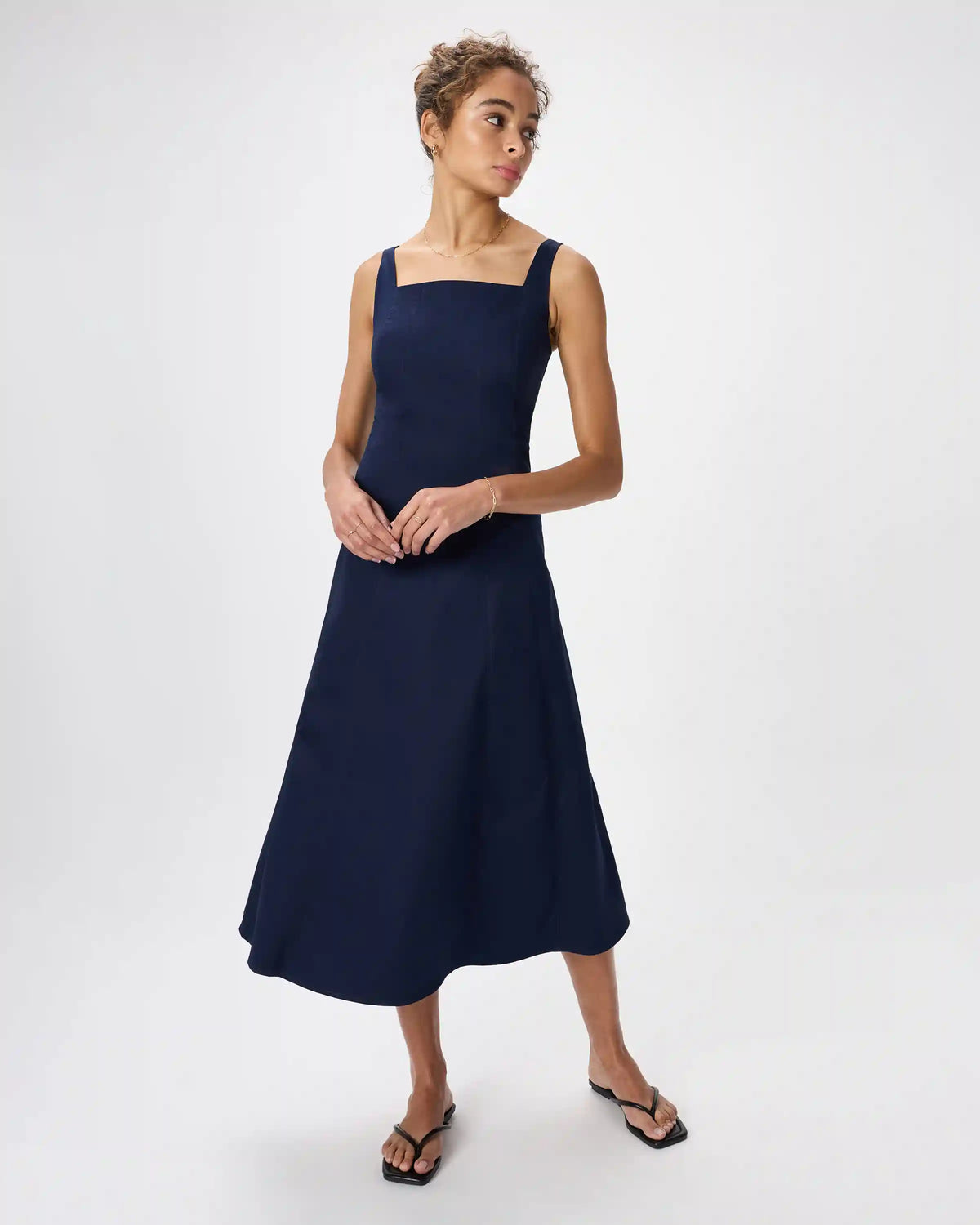 Stretch Twill Fit & Flare Midi Dress
