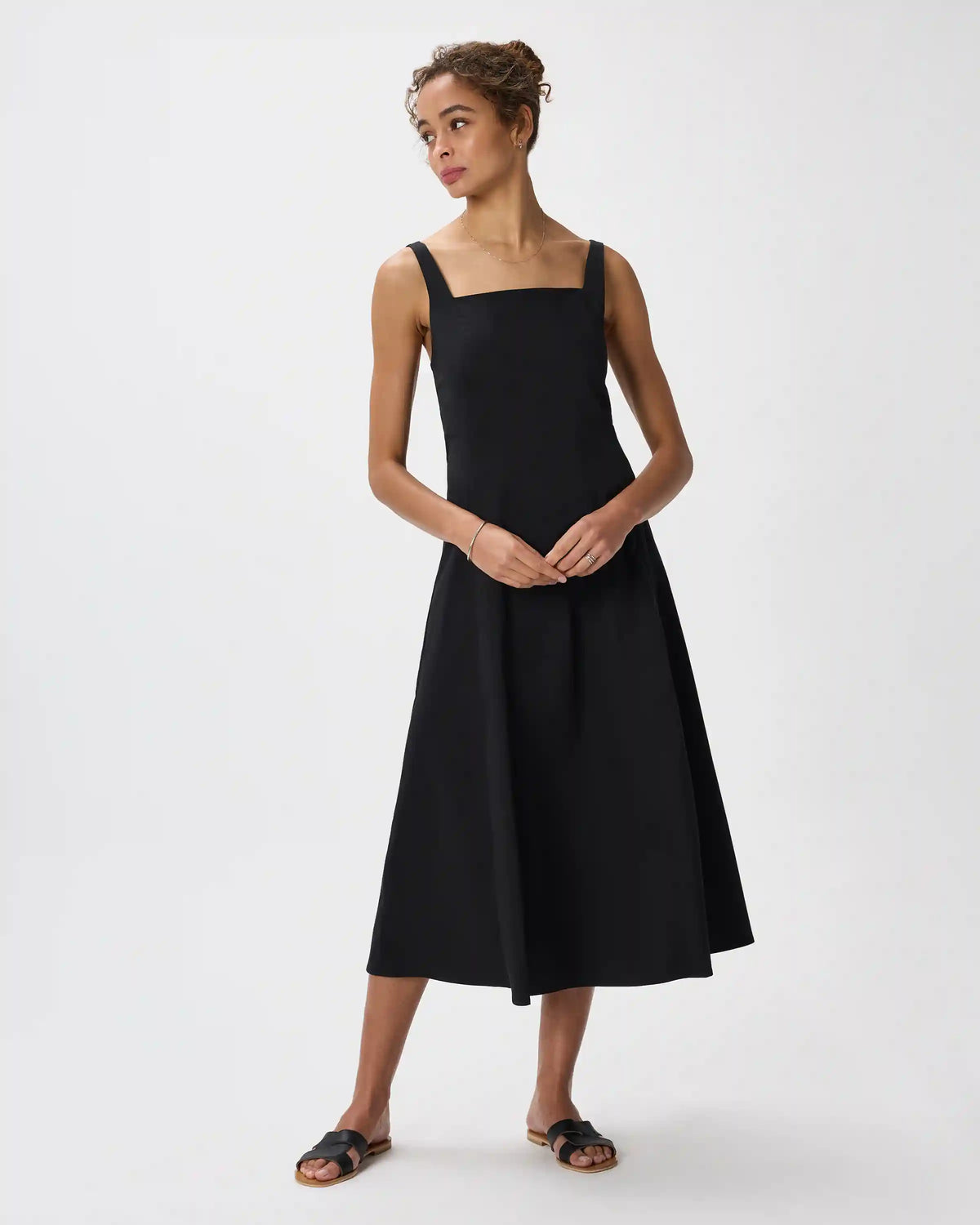 Stretch Twill Fit & Flare Midi Dress