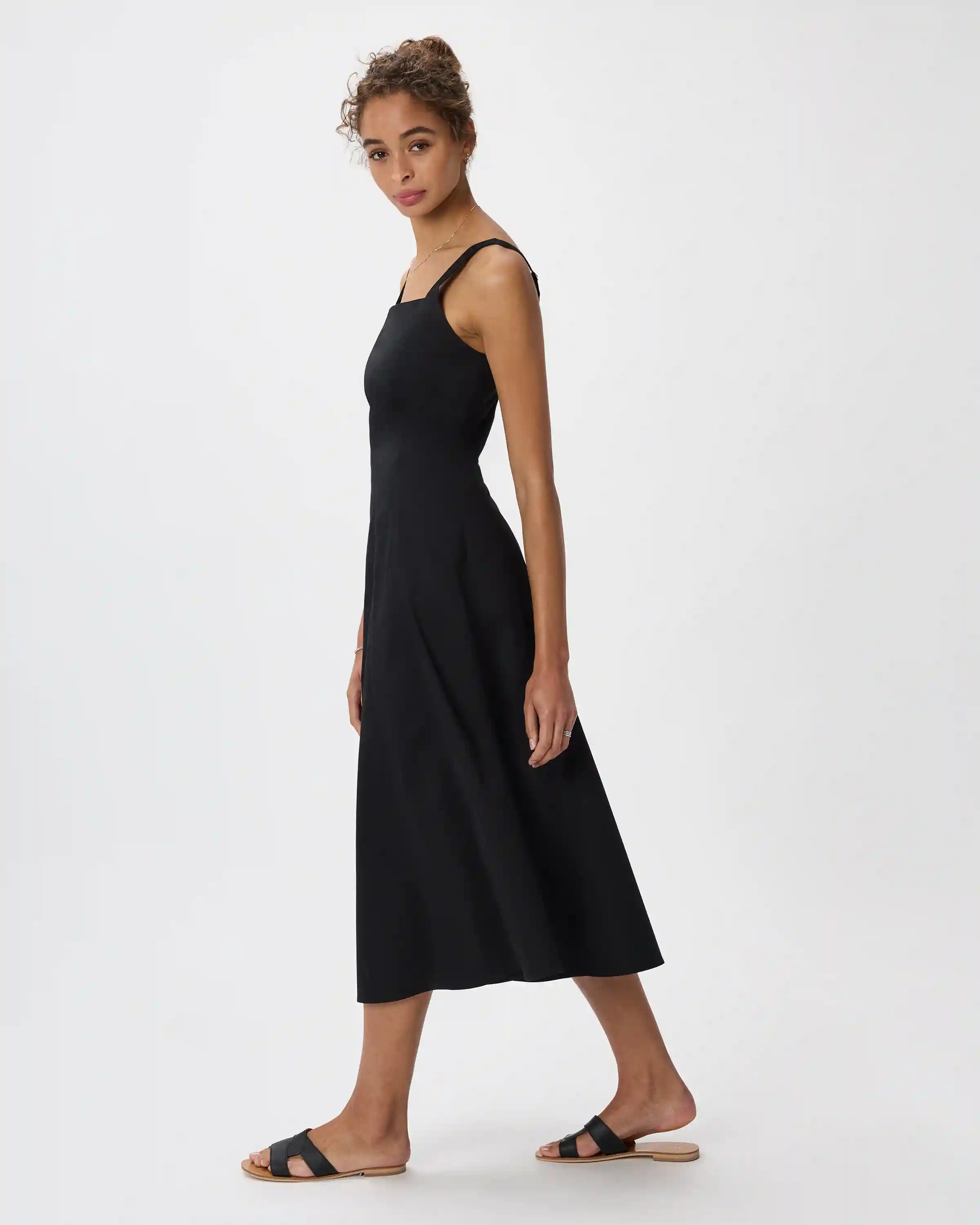 Stretch Twill Fit & Flare Midi Dress