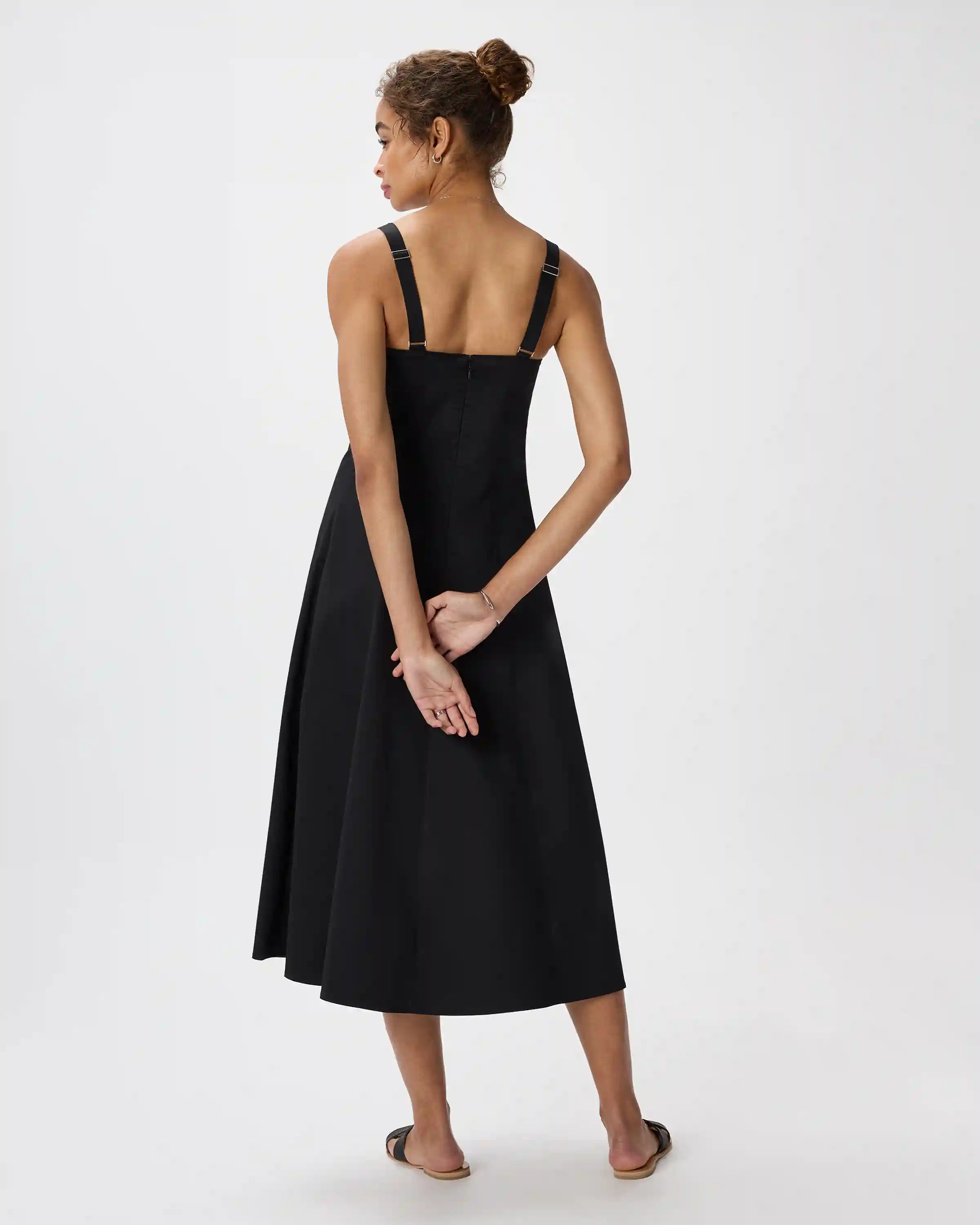 Stretch Twill Fit & Flare Midi Dress