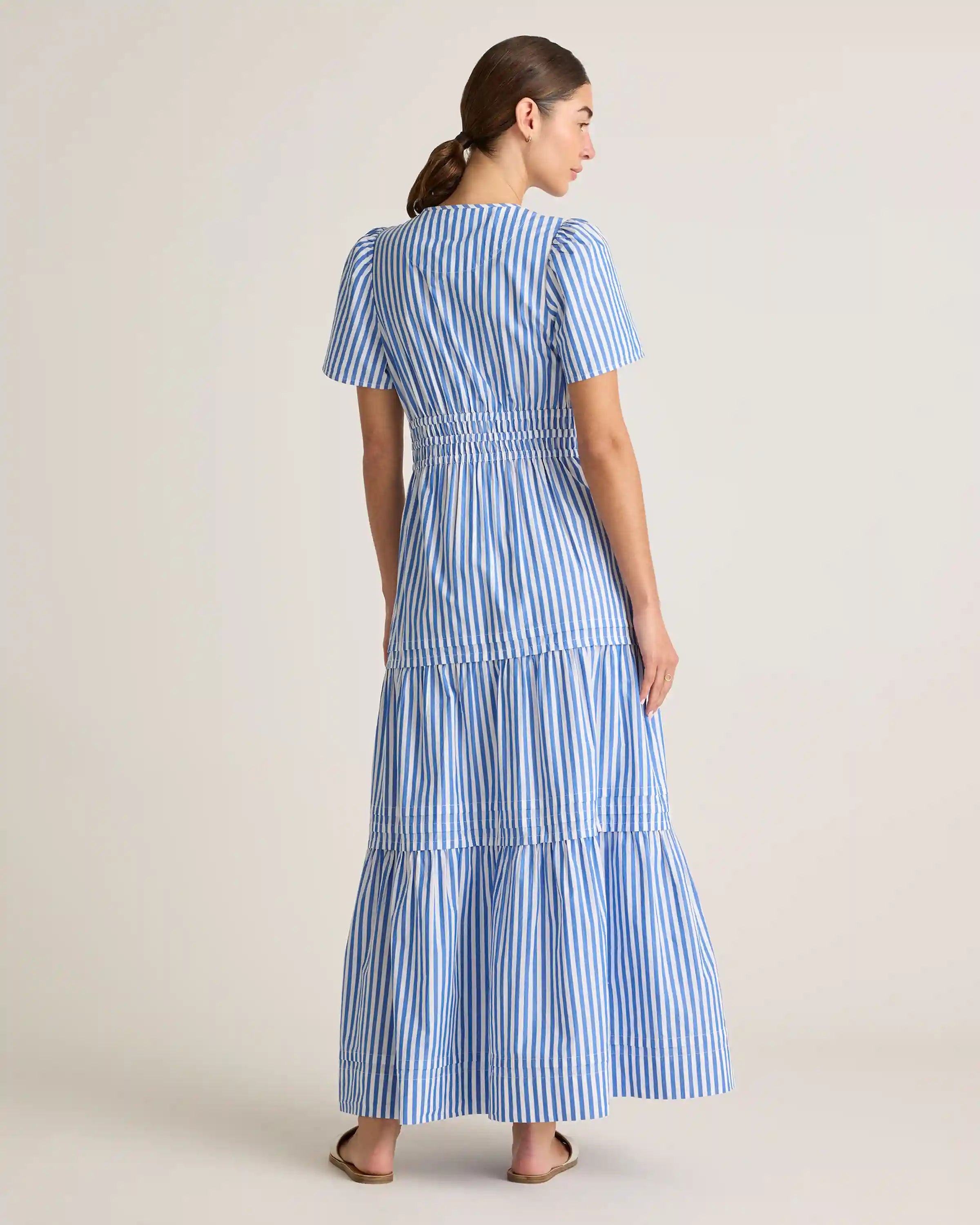 100% Organic Cotton Poplin Tiered Maxi Dress