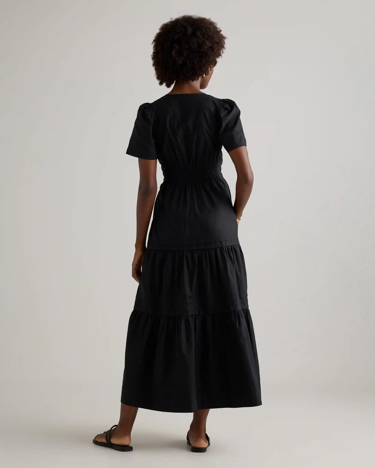 100% Organic Cotton Poplin Tiered Maxi Dress