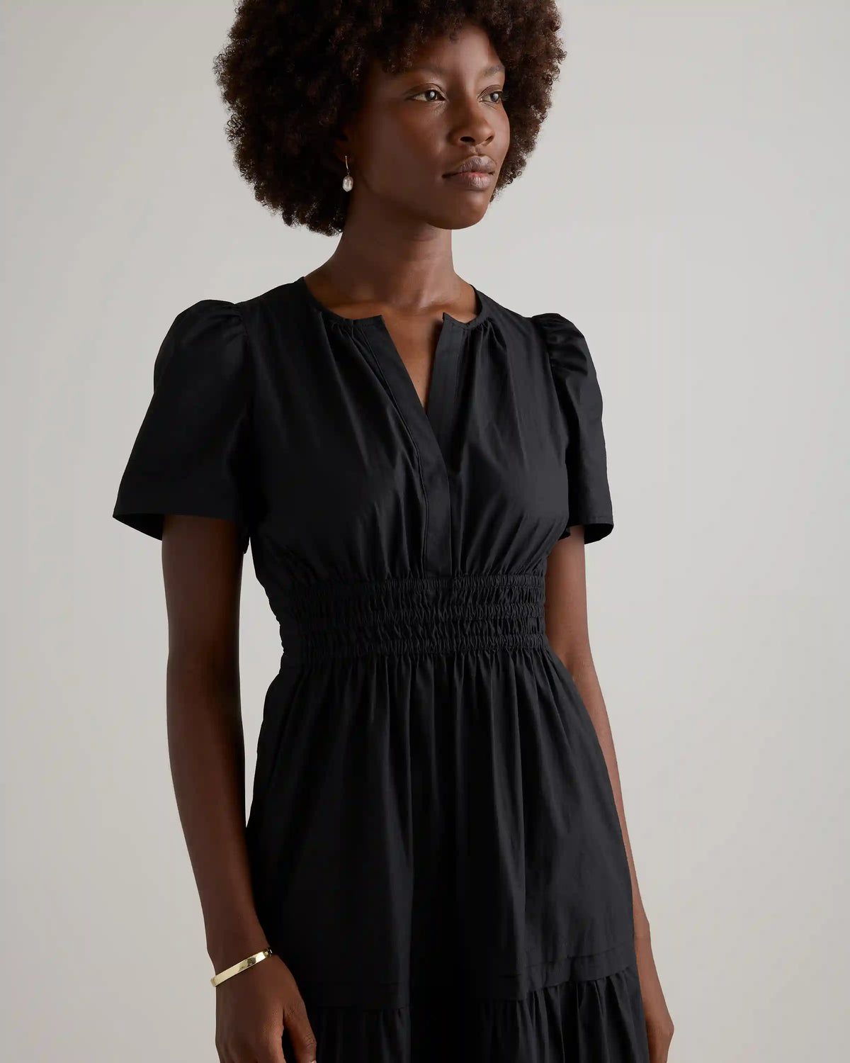 100% Organic Cotton Poplin Tiered Maxi Dress