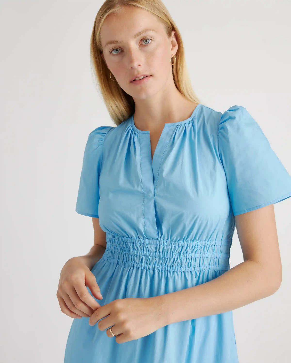 100% Organic Cotton Poplin Tiered Maxi Dress
