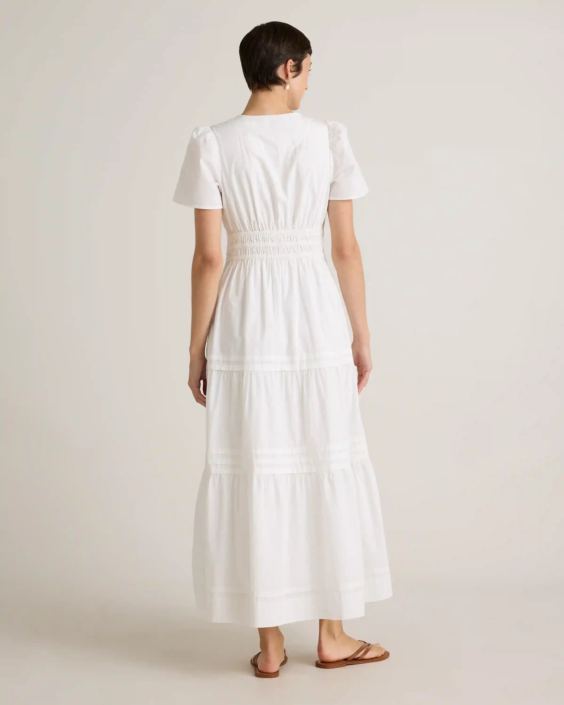 100% Organic Cotton Poplin Tiered Maxi Dress