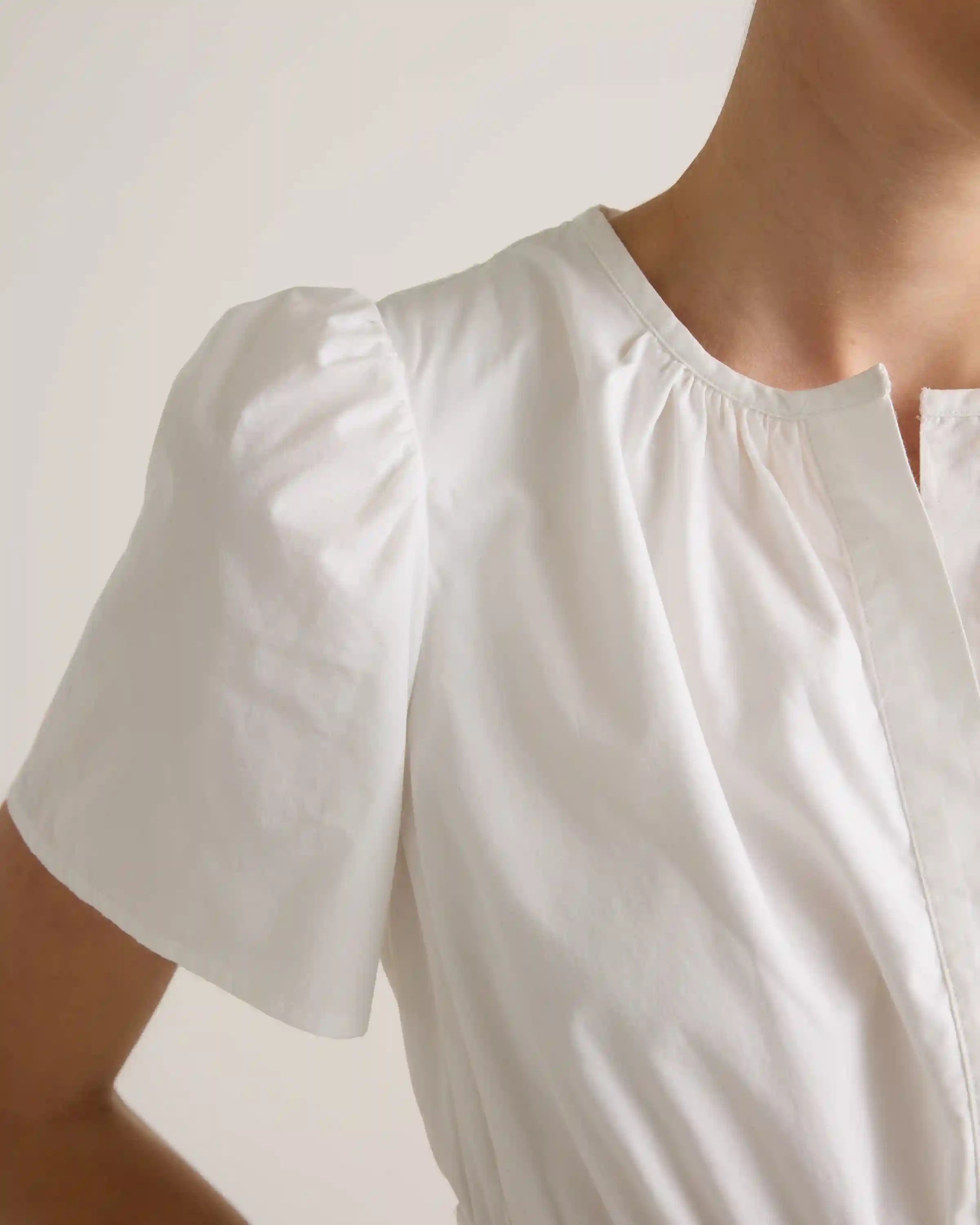 100% Organic Cotton Poplin Tiered Maxi Dress