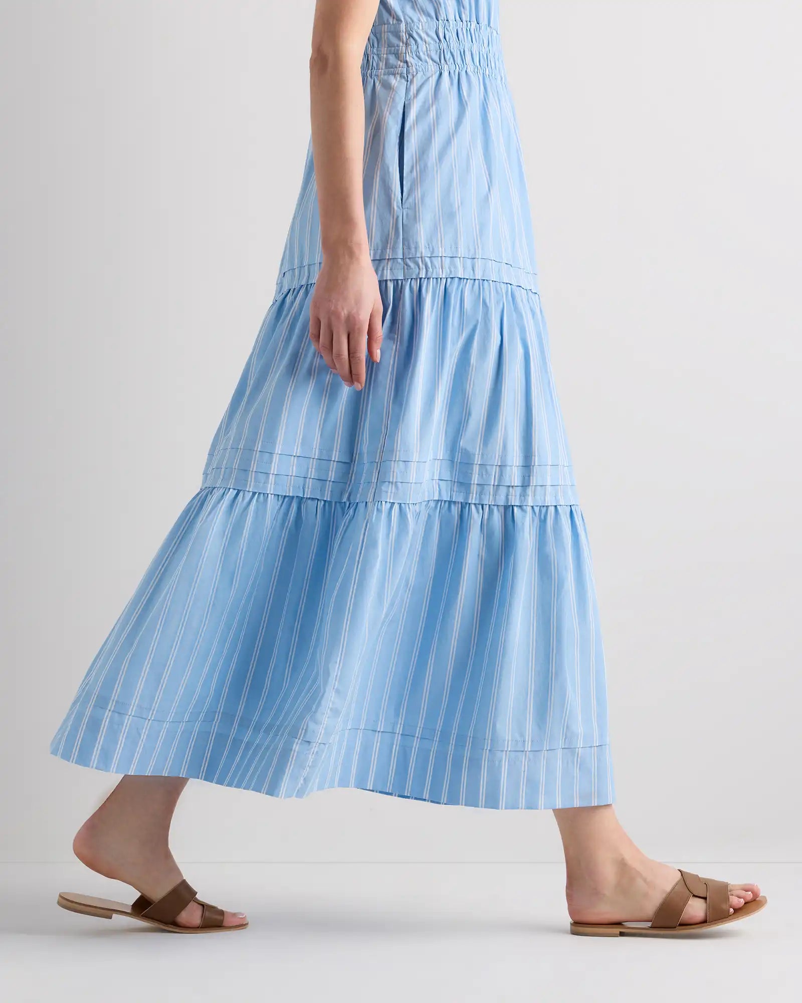 100% Organic Cotton Poplin Tiered Maxi Dress