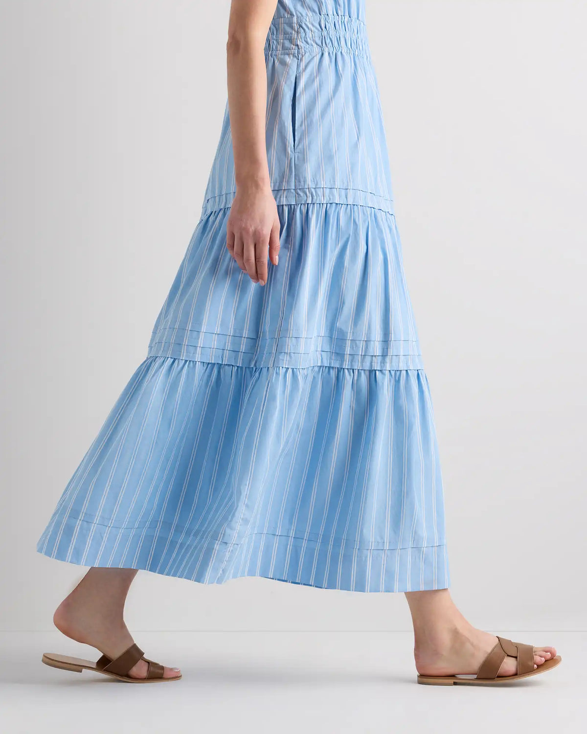 100% Organic Cotton Poplin Tiered Maxi Dress