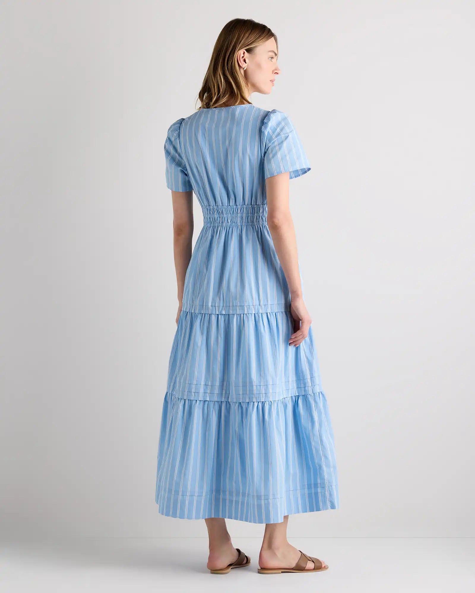 100% Organic Cotton Poplin Tiered Maxi Dress