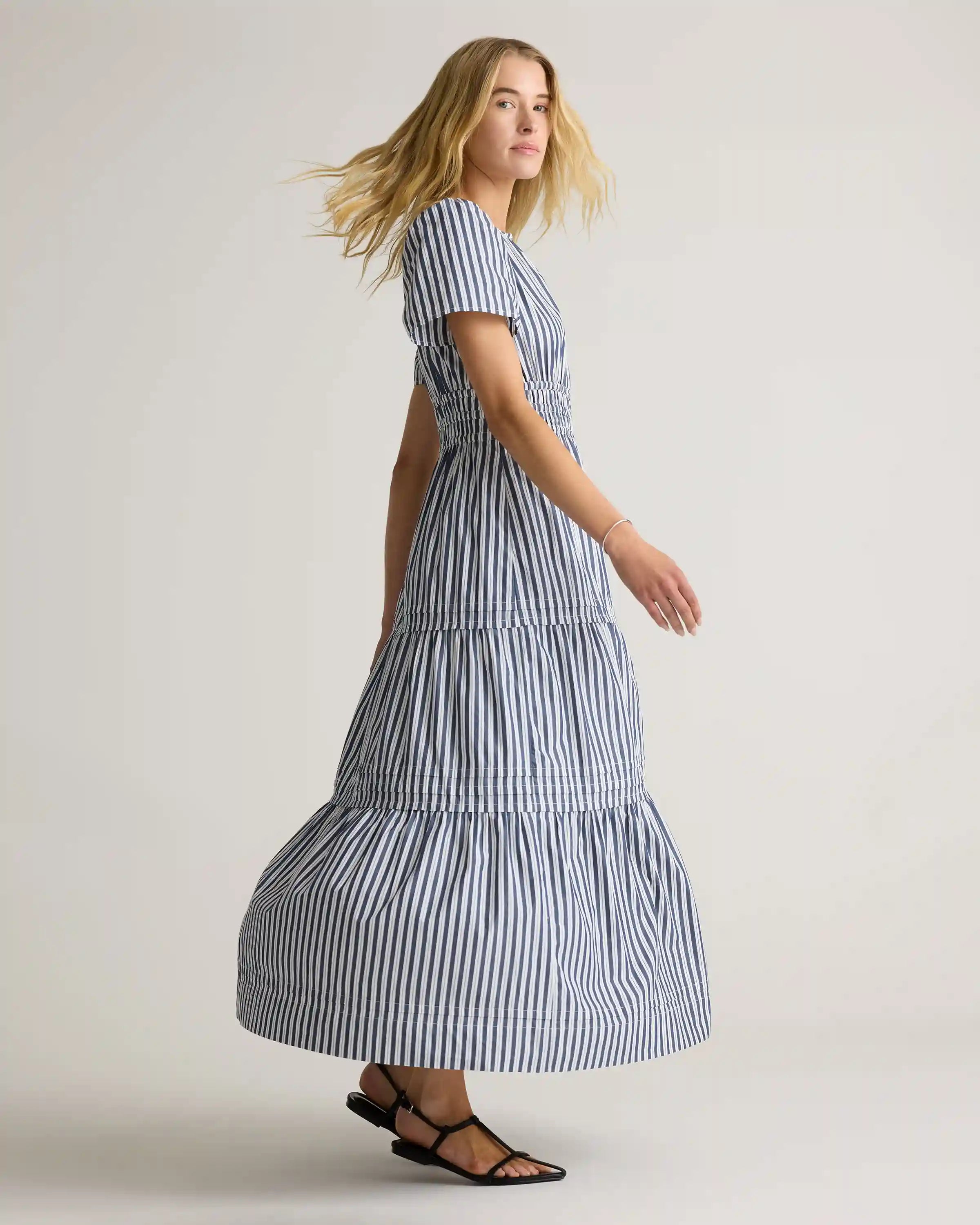 100% Organic Cotton Poplin Tiered Maxi Dress