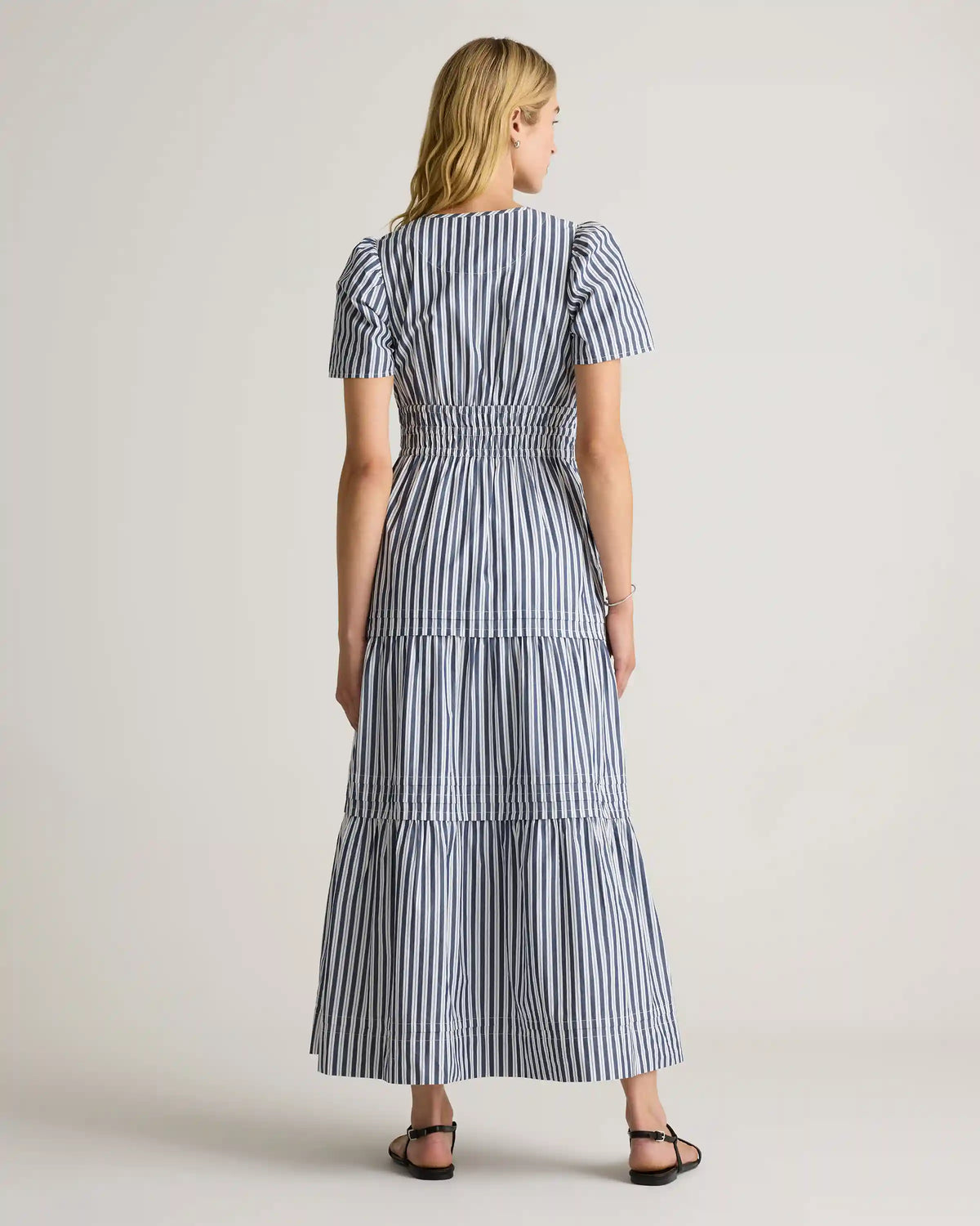 100% Organic Cotton Poplin Tiered Maxi Dress