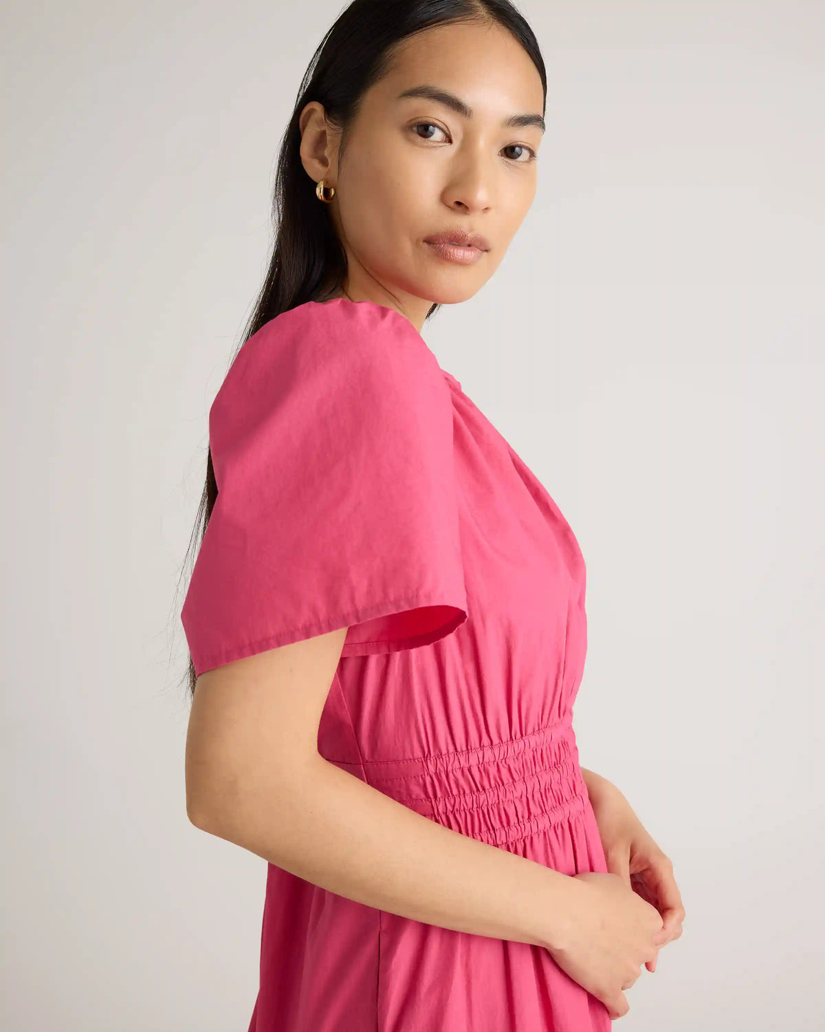 100% Organic Cotton Poplin Tiered Maxi Dress