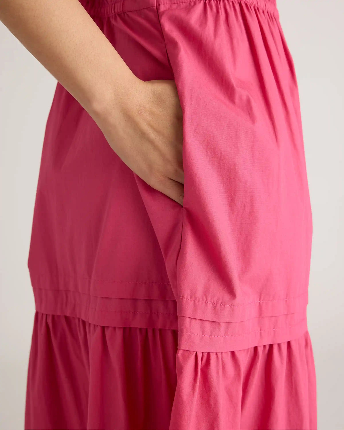 100% Organic Cotton Poplin Tiered Maxi Dress