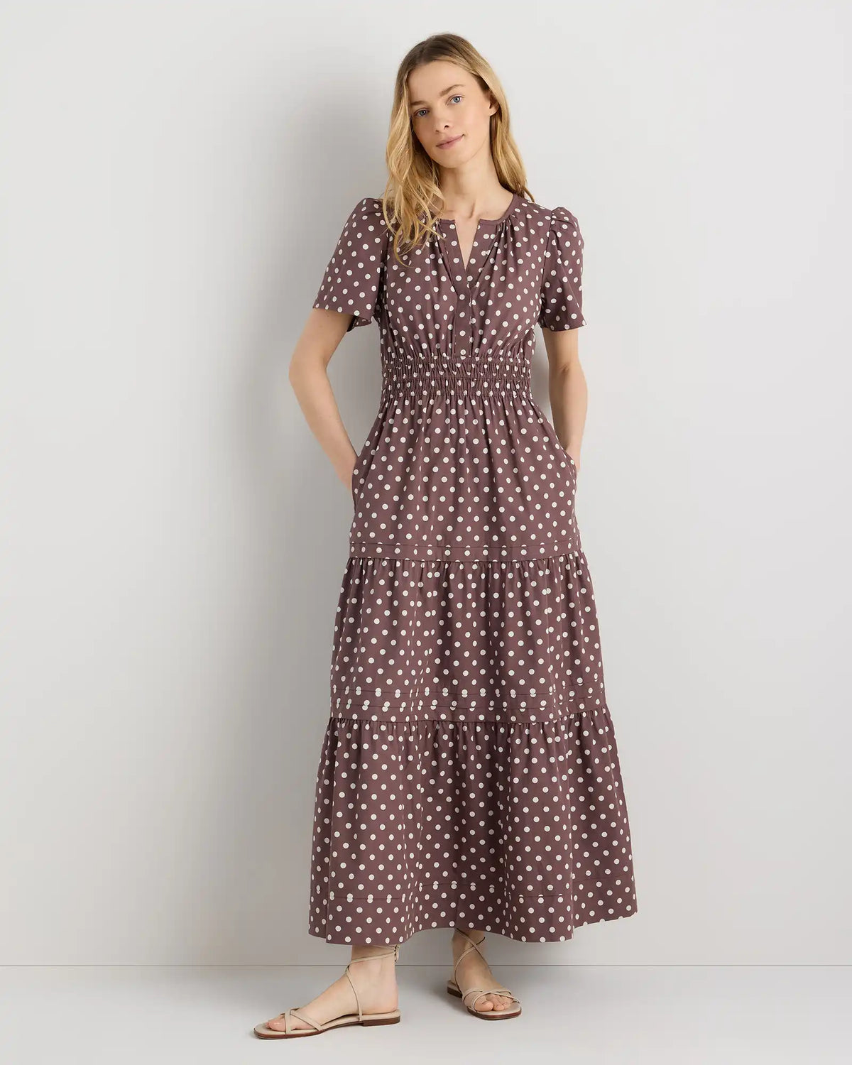 100% Organic Cotton Poplin Tiered Maxi Dress