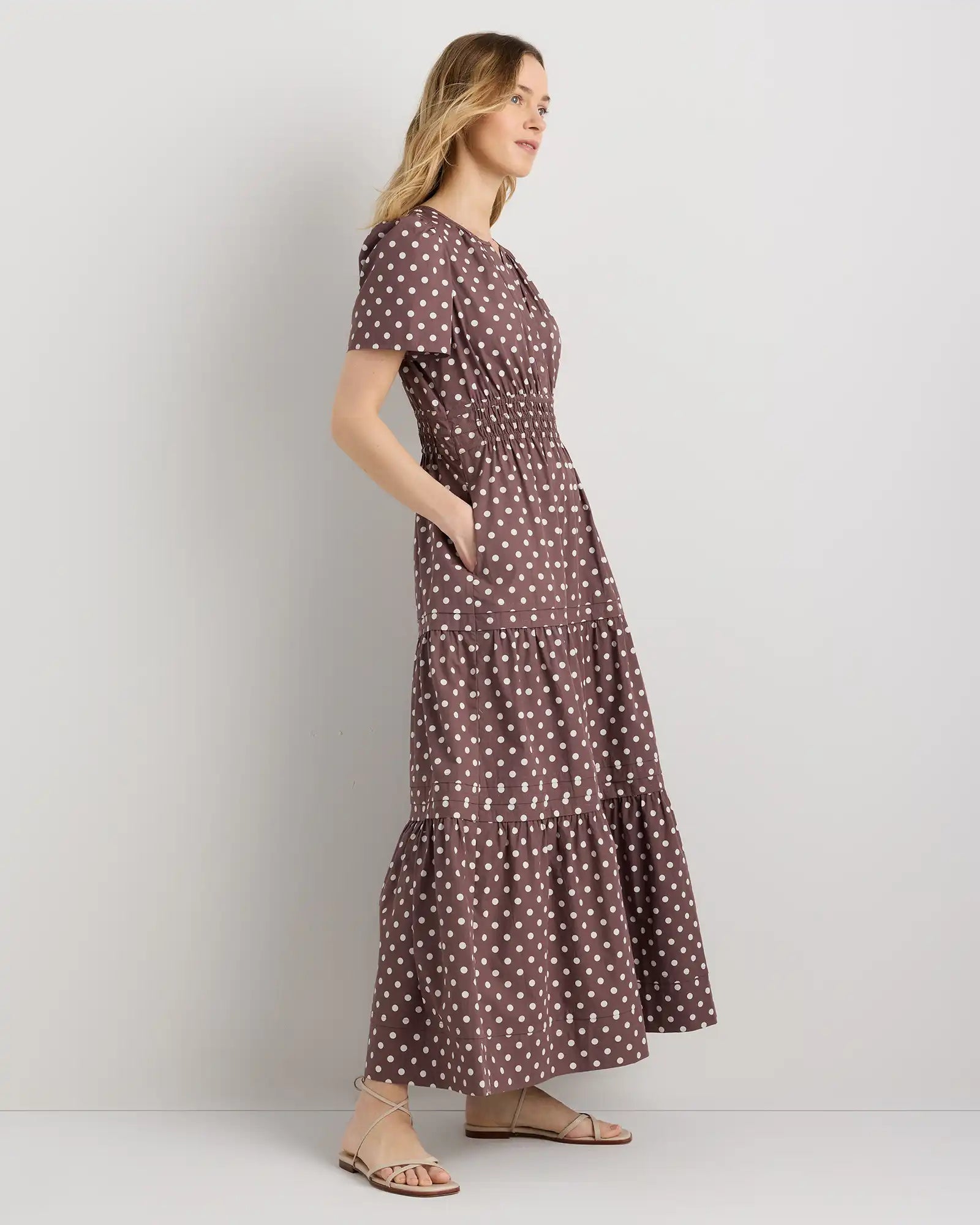 100% Organic Cotton Poplin Tiered Maxi Dress
