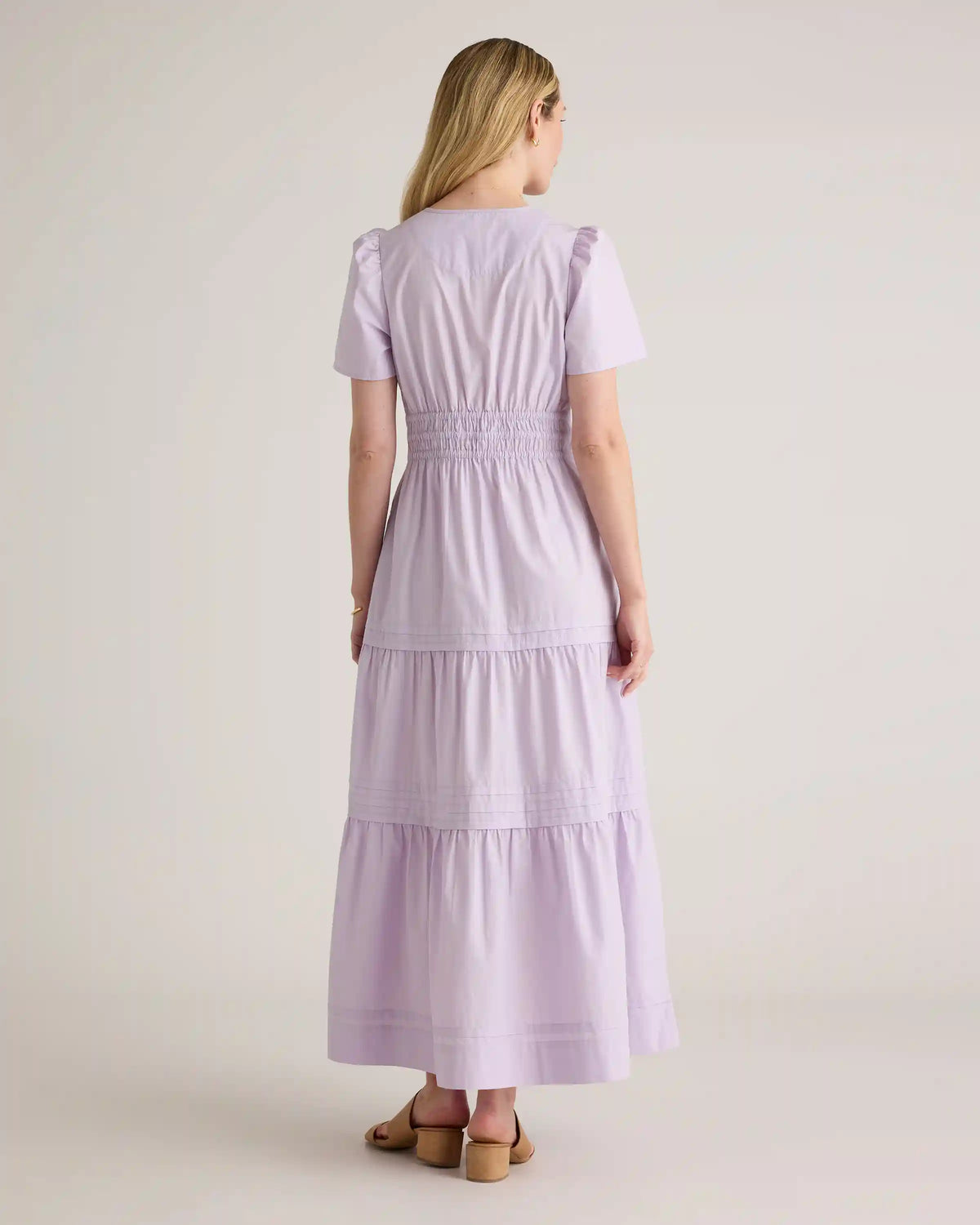 100% Organic Cotton Poplin Tiered Maxi Dress