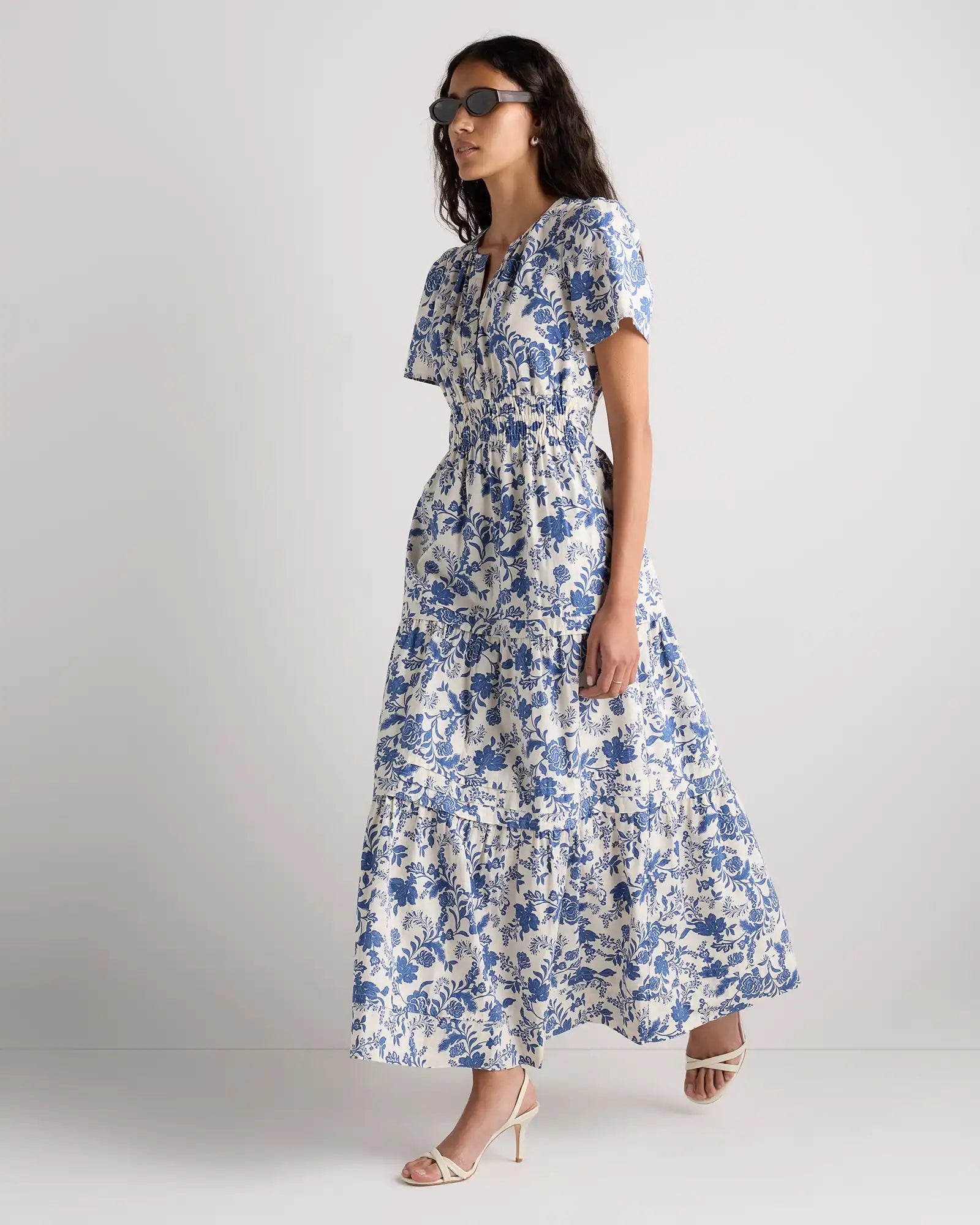 100% Organic Cotton Poplin Tiered Maxi Dress