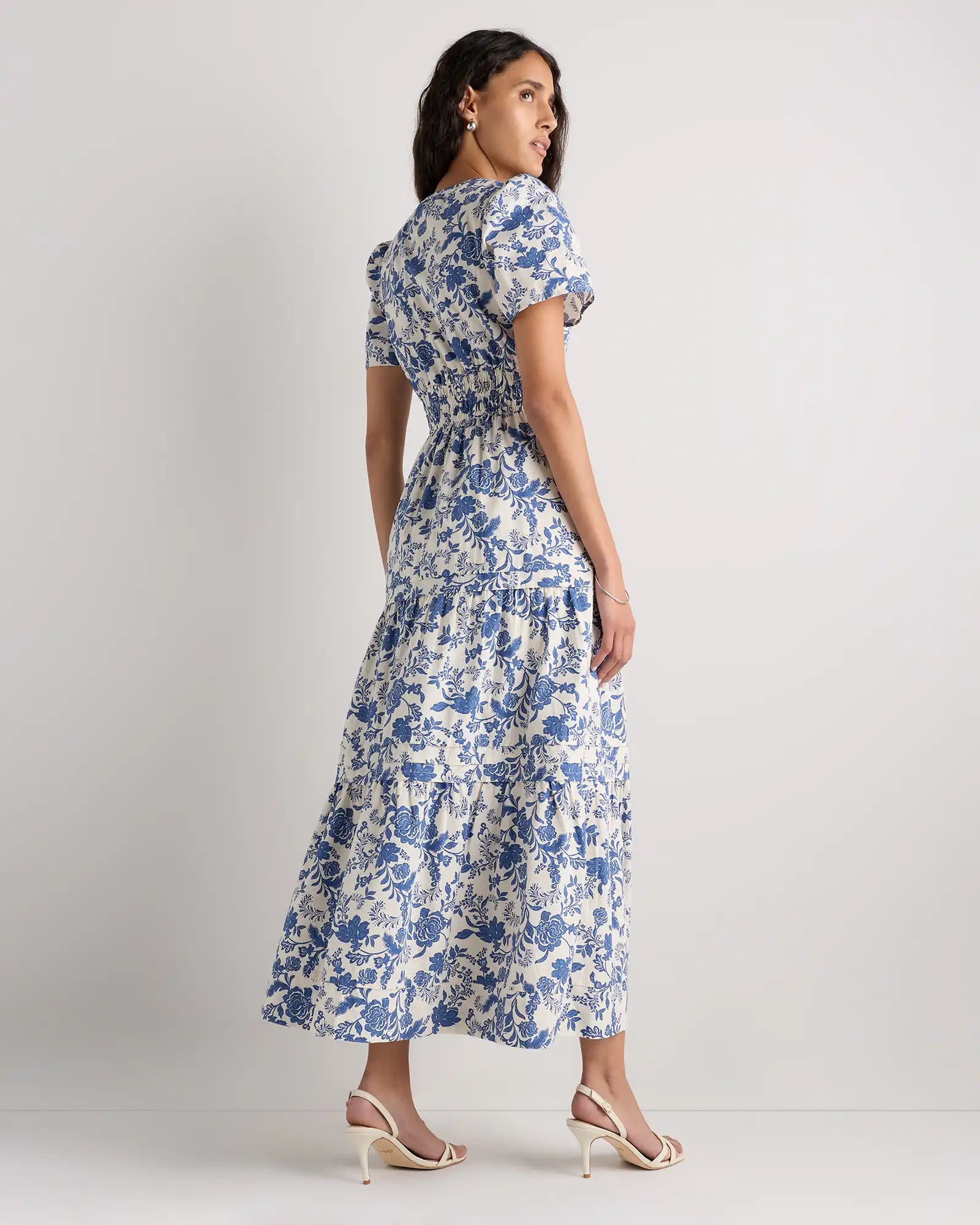 100% Organic Cotton Poplin Tiered Maxi Dress