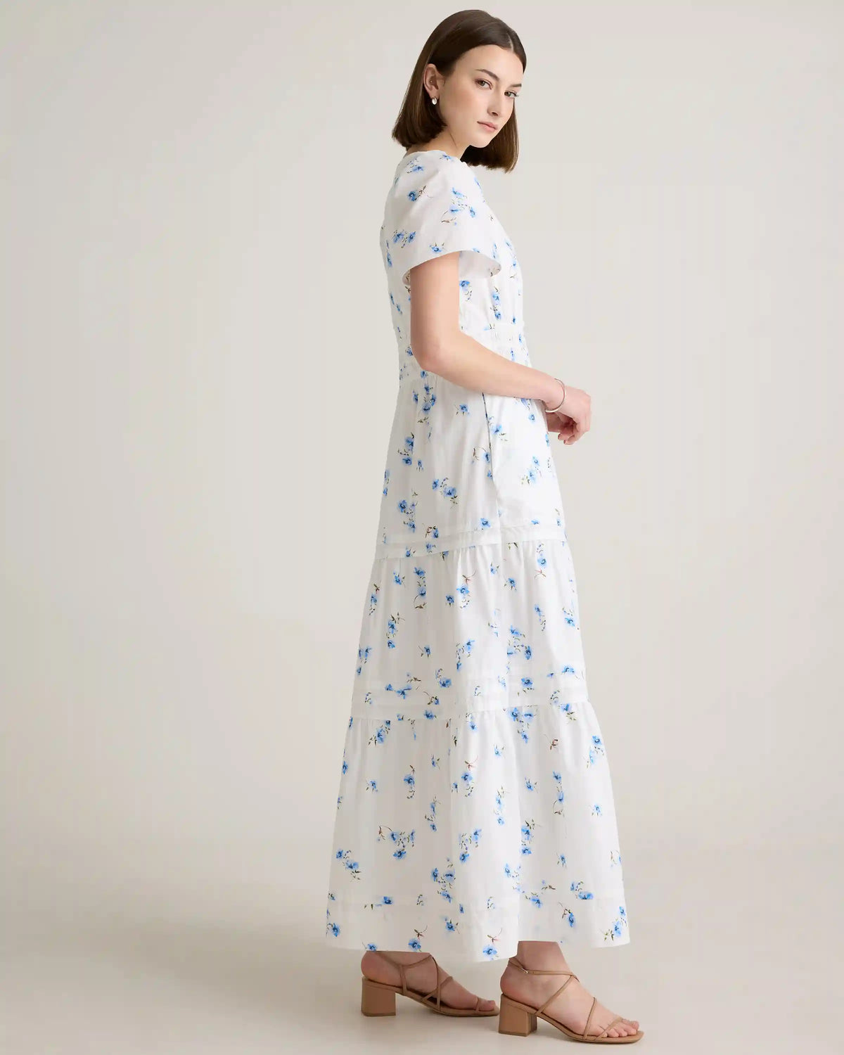 100% Organic Cotton Poplin Tiered Maxi Dress
