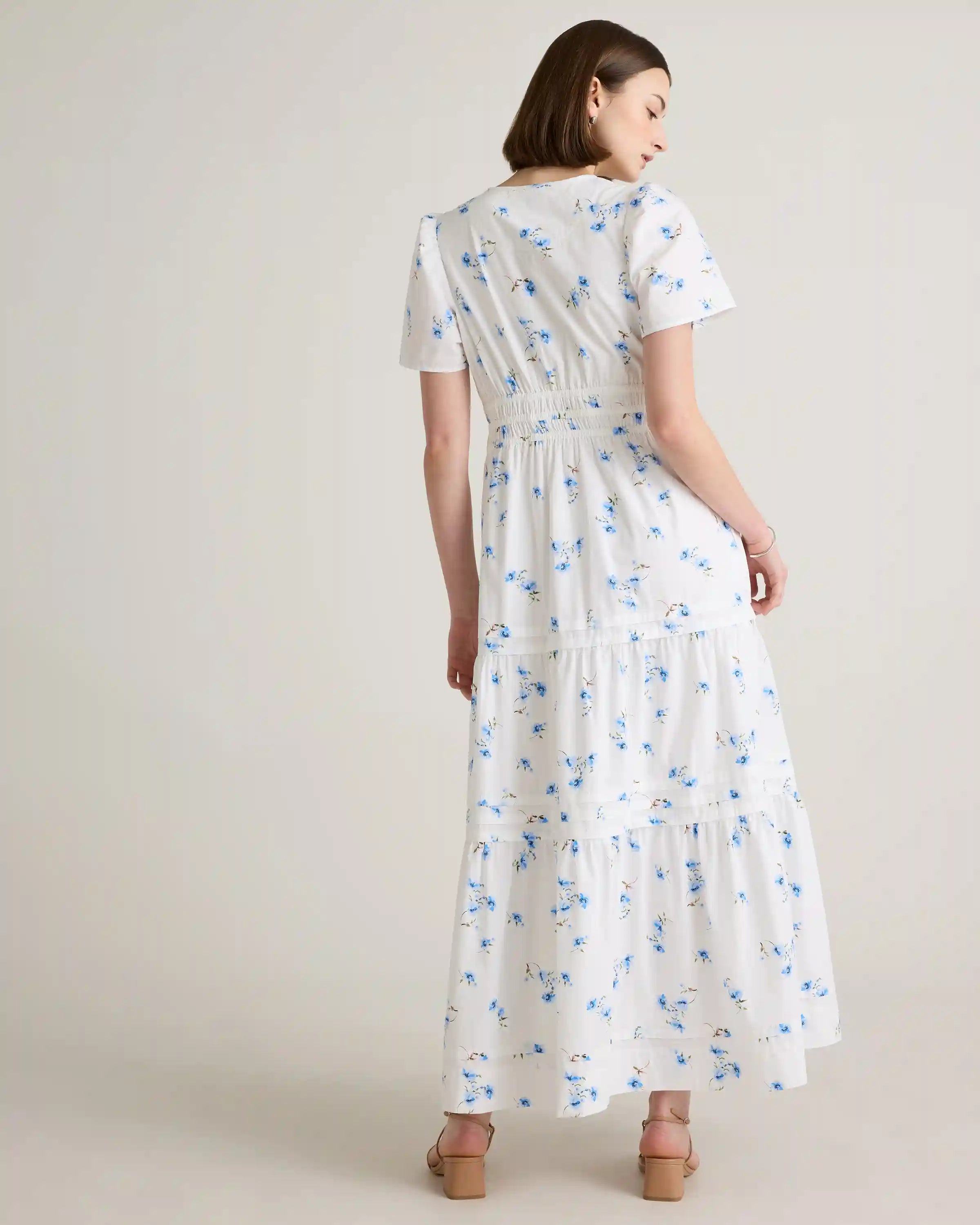 100% Organic Cotton Poplin Tiered Maxi Dress
